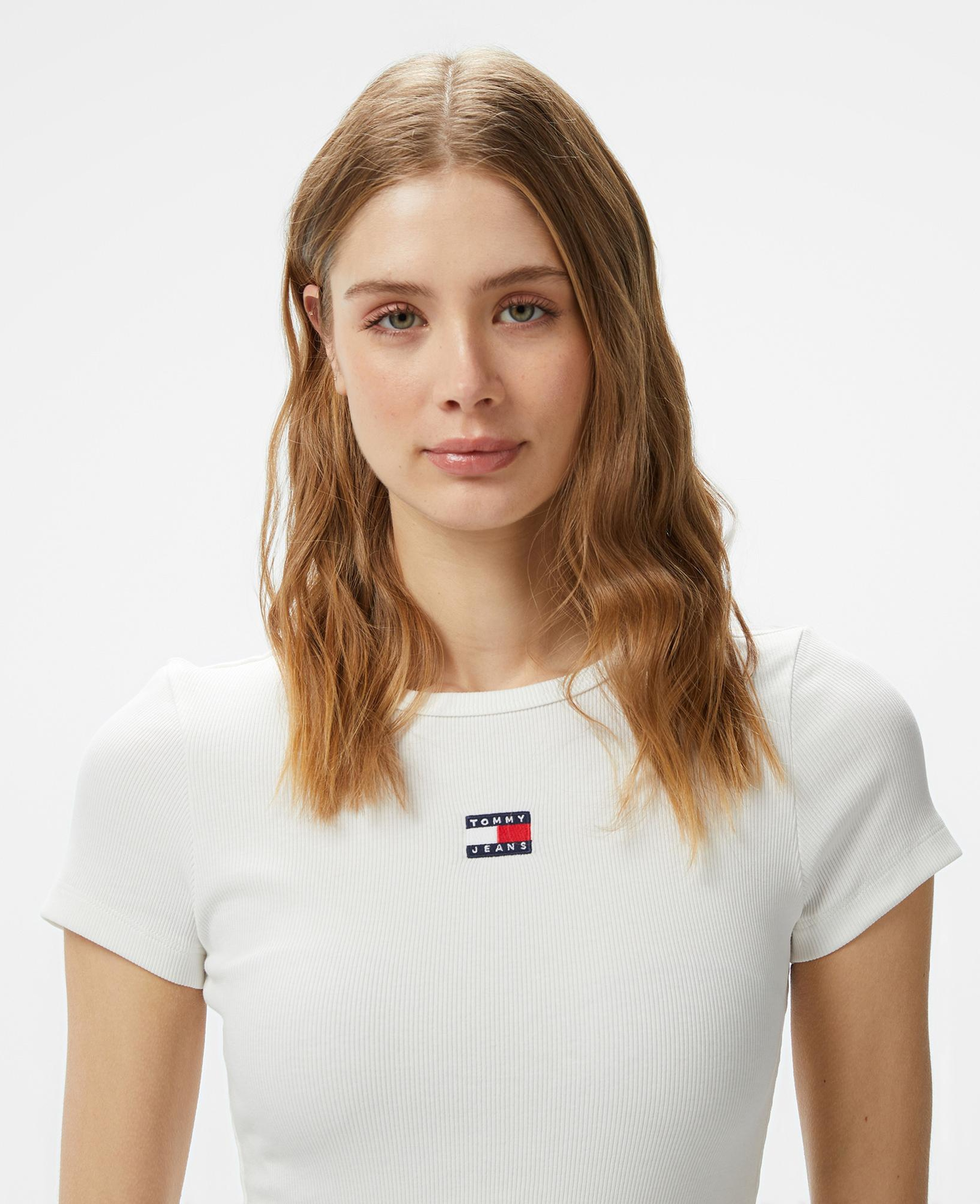 Tommy Hilfiger Badge Kadın Beyaz T-Shirt