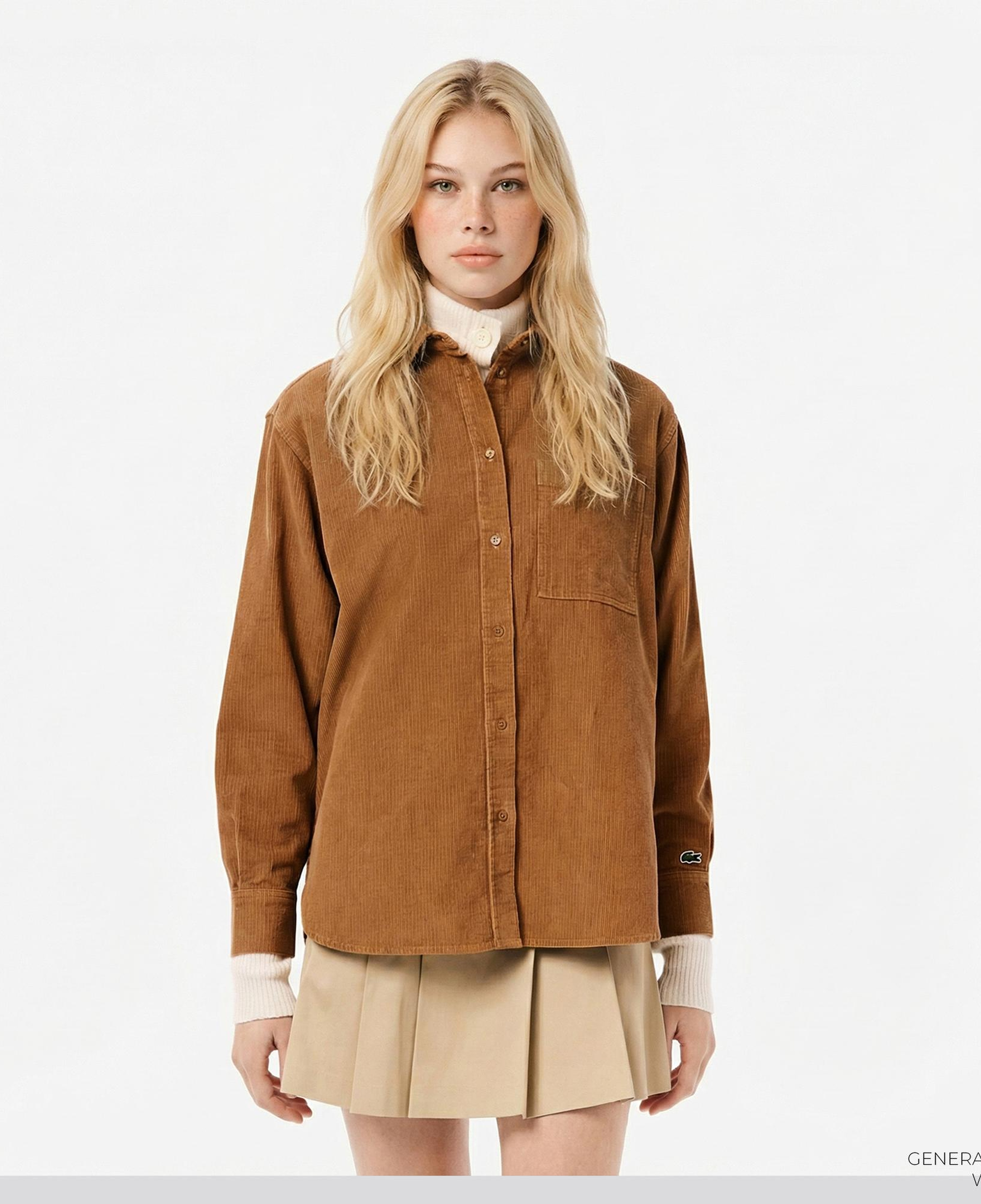 Lacoste Kadın Oversize Fit Kahverengi Gömlek