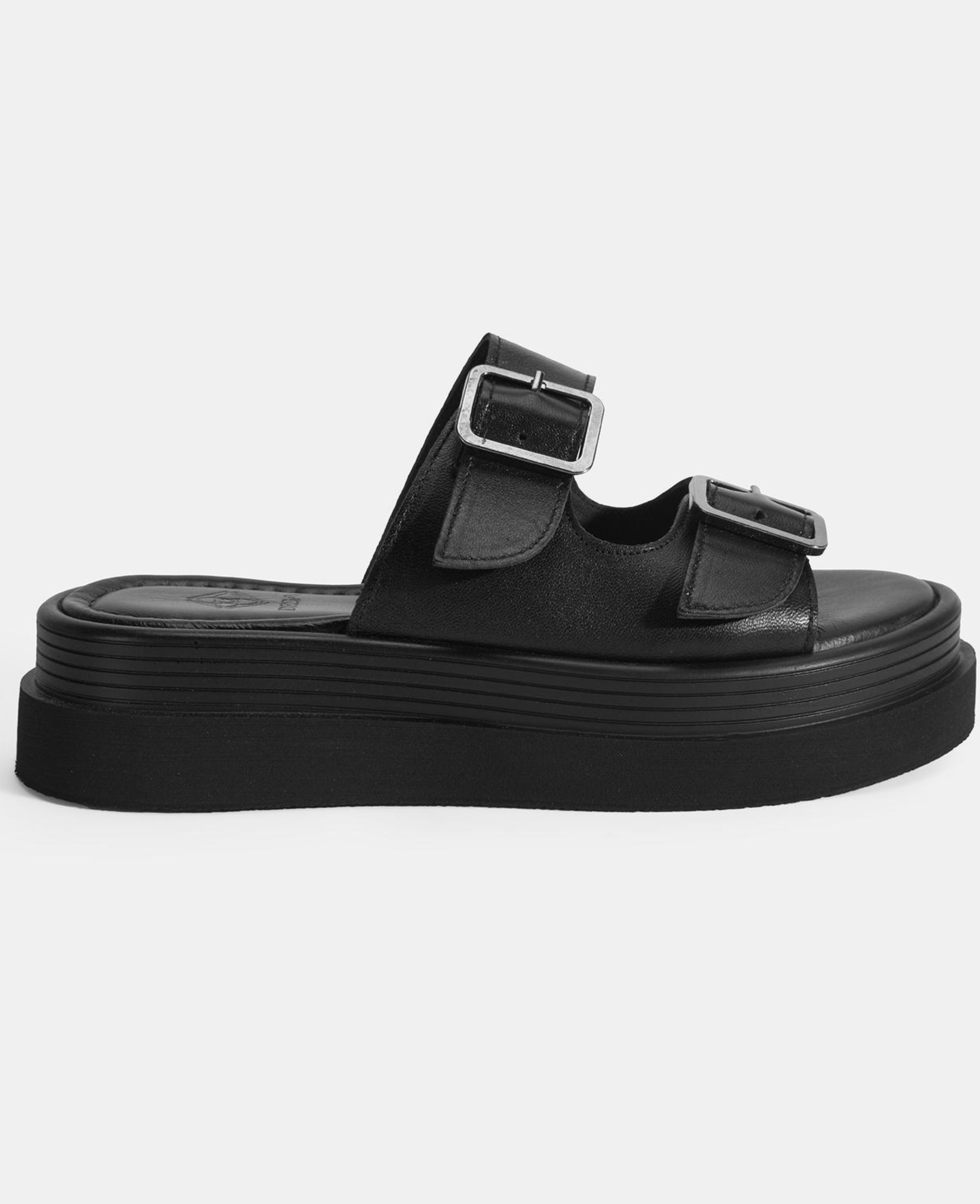 Kadın Siyah Ayarlanabilir Tokalı Terlik