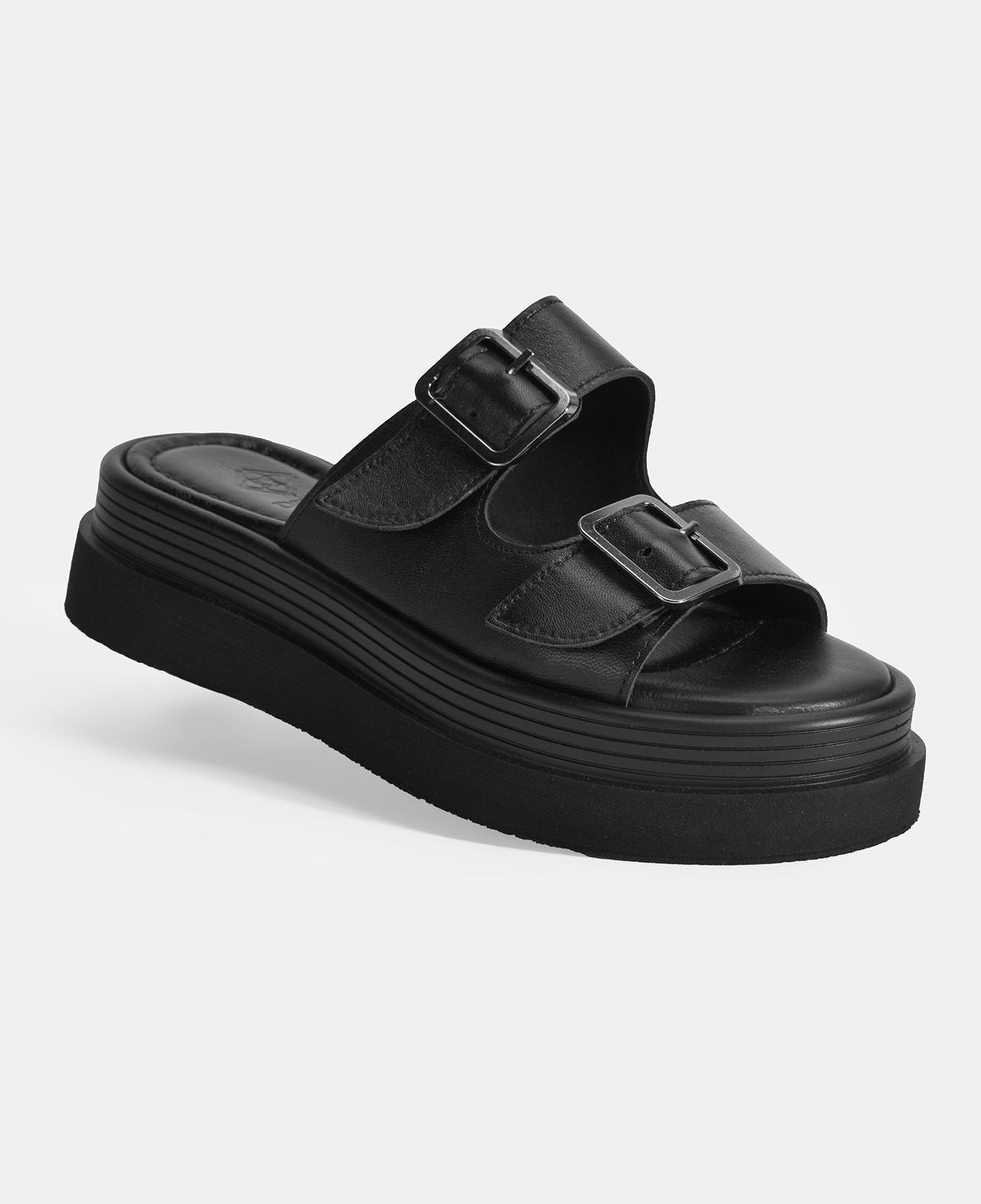 Kadın Siyah Ayarlanabilir Tokalı Terlik