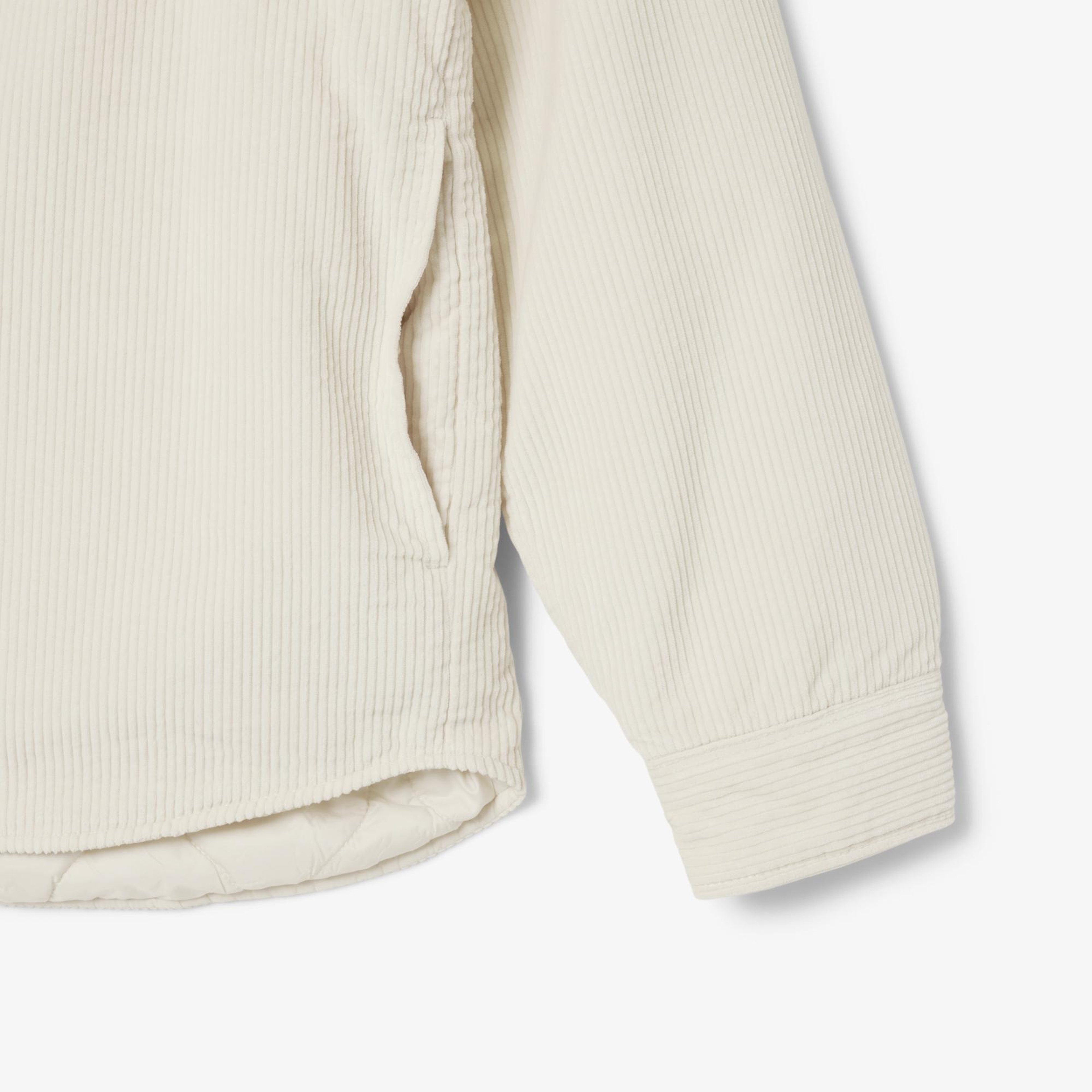 Lacoste Erkek Relaxed Fit Kadife Krem Dış Gömlek