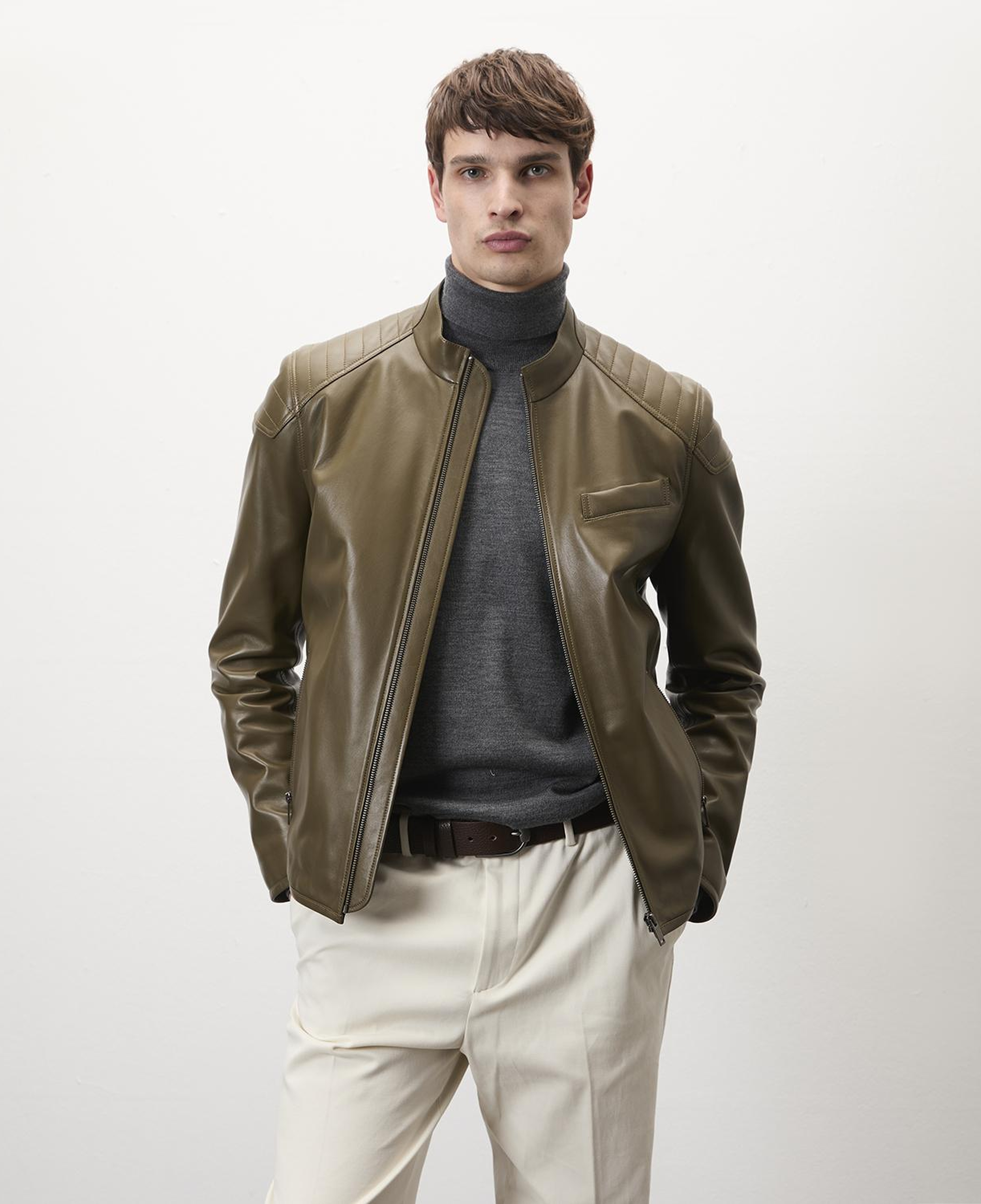 Dugan Yeşil Erkek Deri Mont