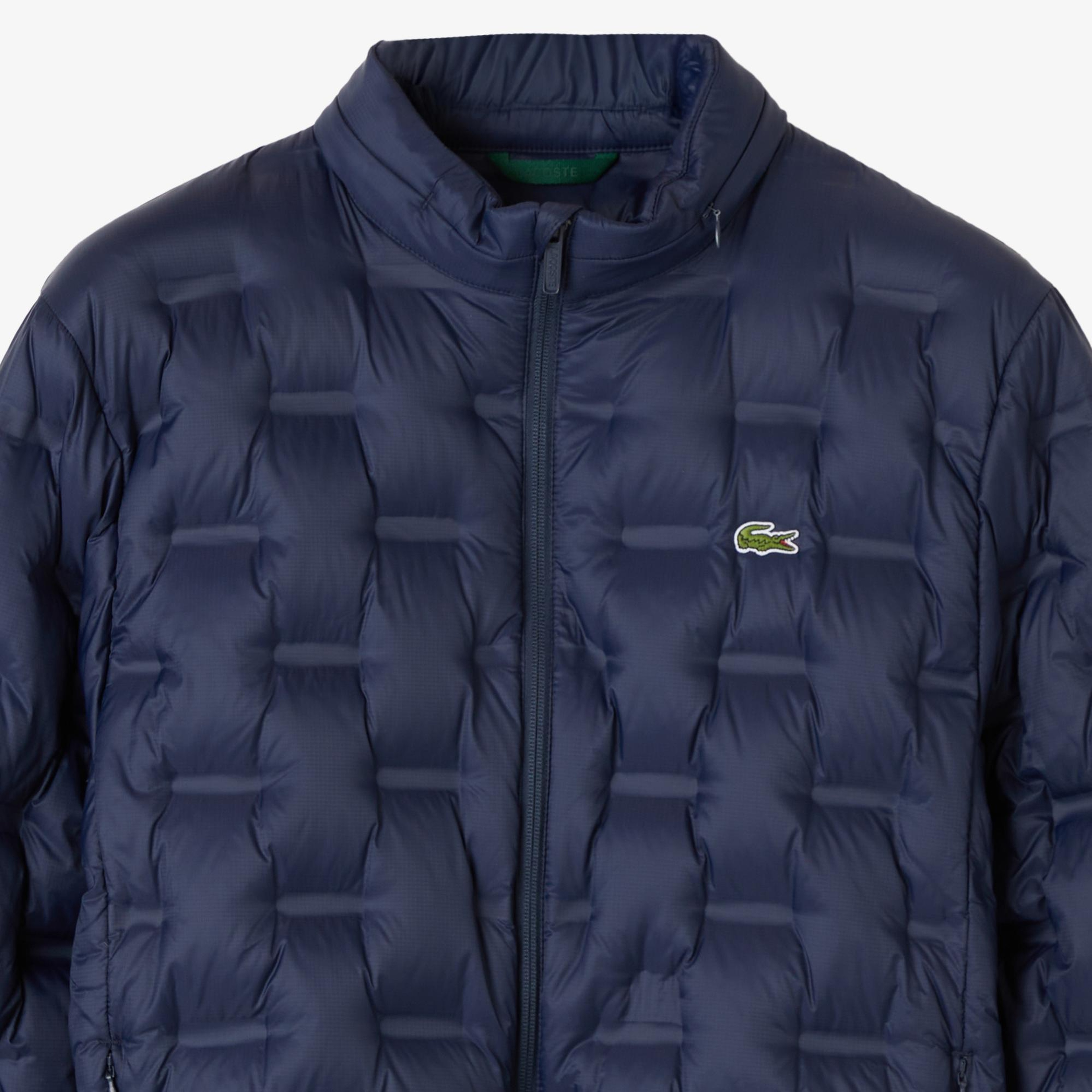 Lacoste Erkek Dik Yaka Kapitone Lacivert Mont