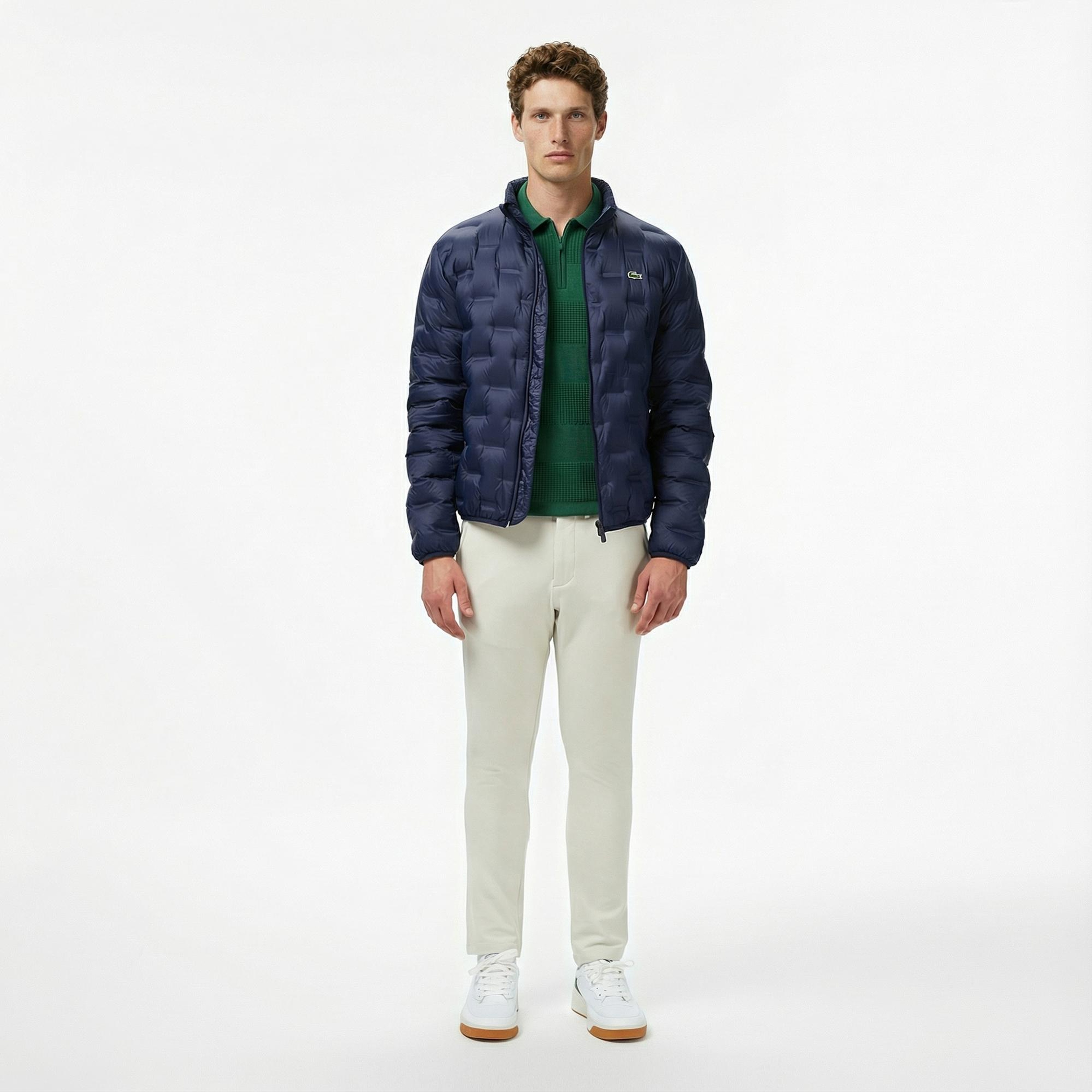 Lacoste Erkek Dik Yaka Kapitone Lacivert Mont