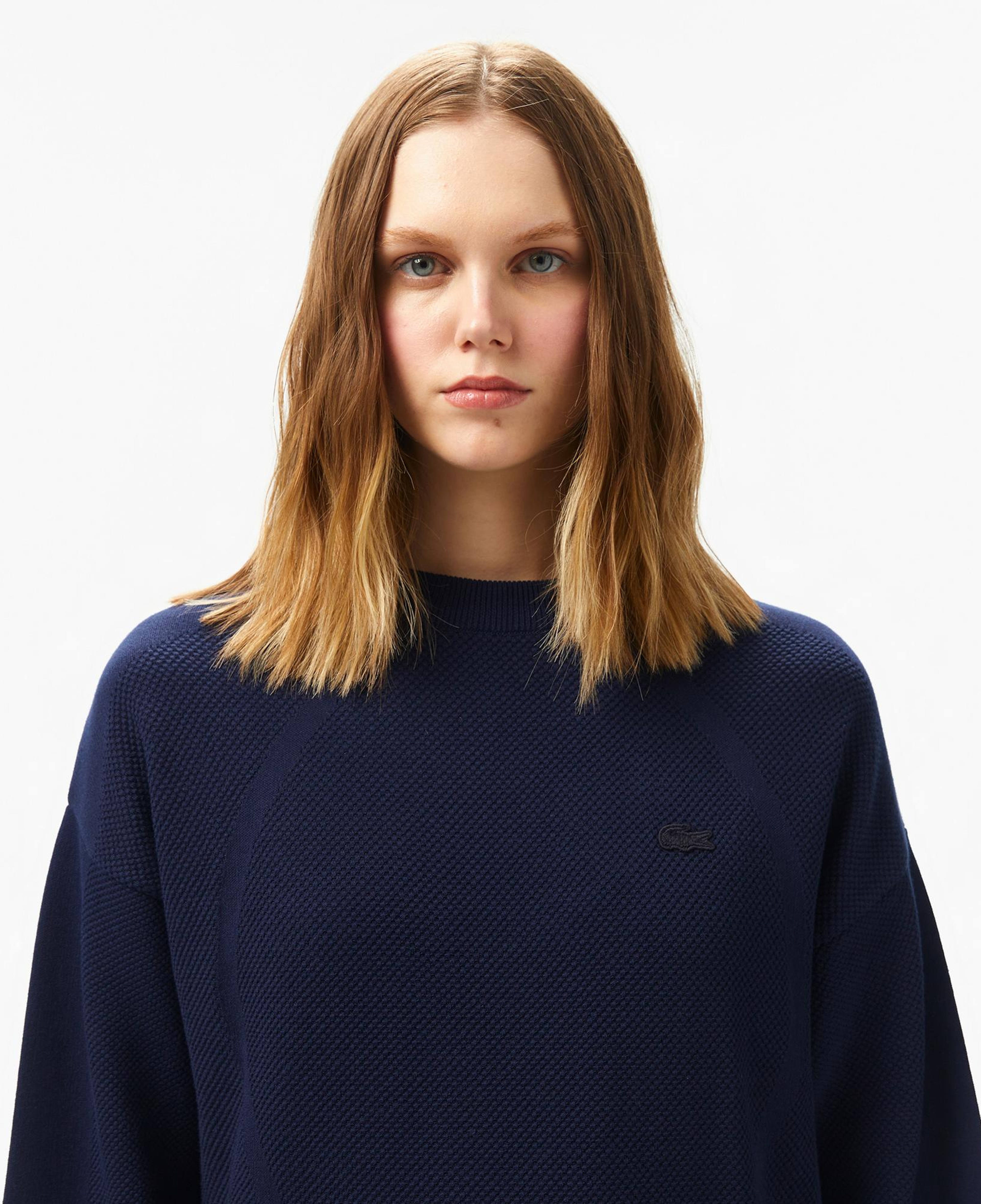 Lacoste Kadın Bisiklet Yaka Lacivert Triko