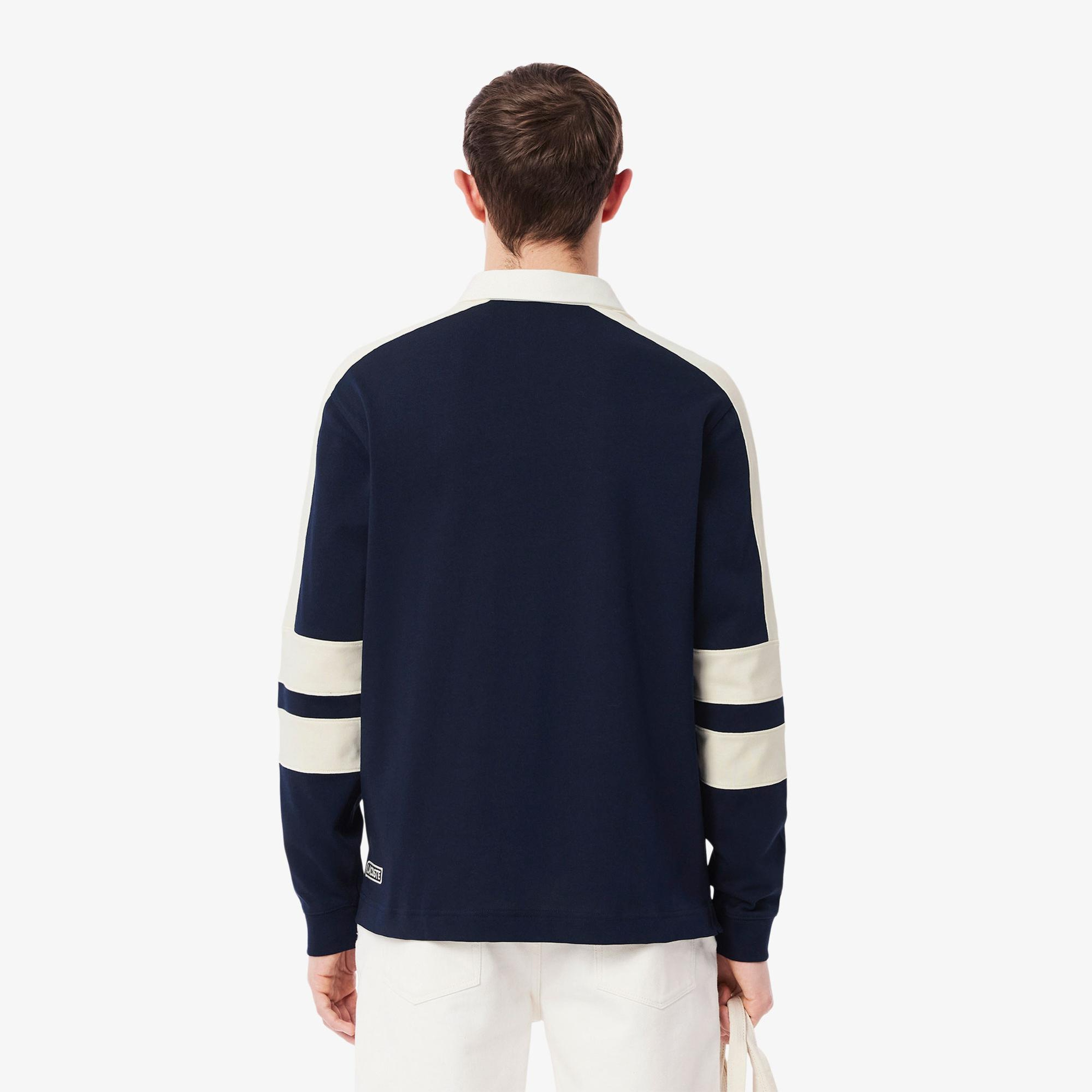 Lacoste Erkek Classic Fit Uzun Kollu Polo Yaka Renk Bloklu Lacivert Rugby Polo