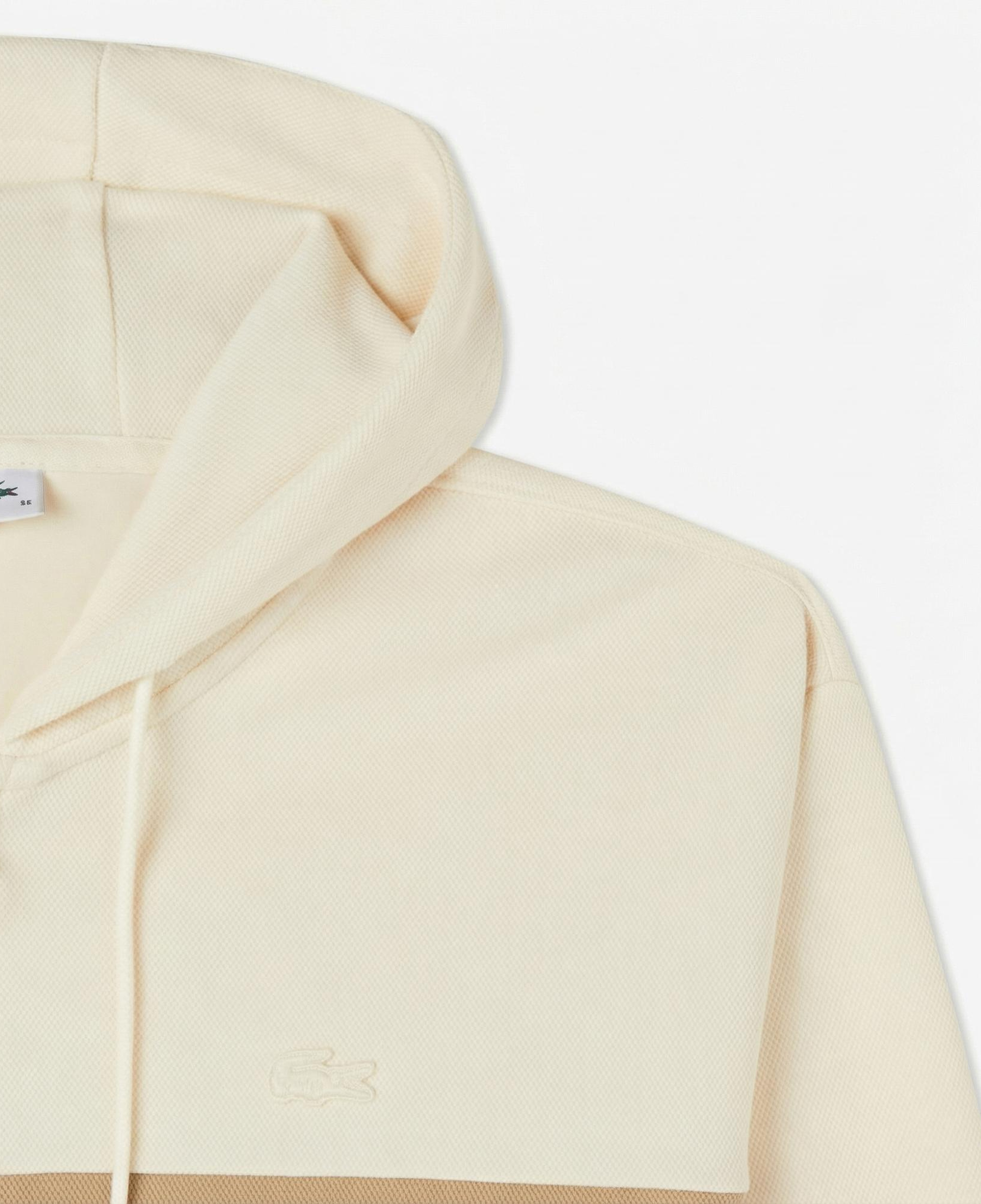 Lacoste Kadın Relaxed Fit Kapüşonlu Renk Bloklu Krem Sweatshirt