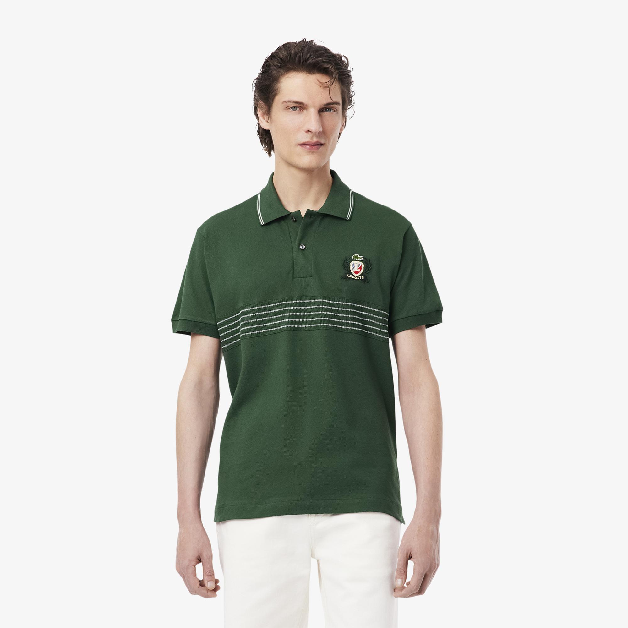 Lacoste Erkek Classic Fit Çizgili Yeşil Polo