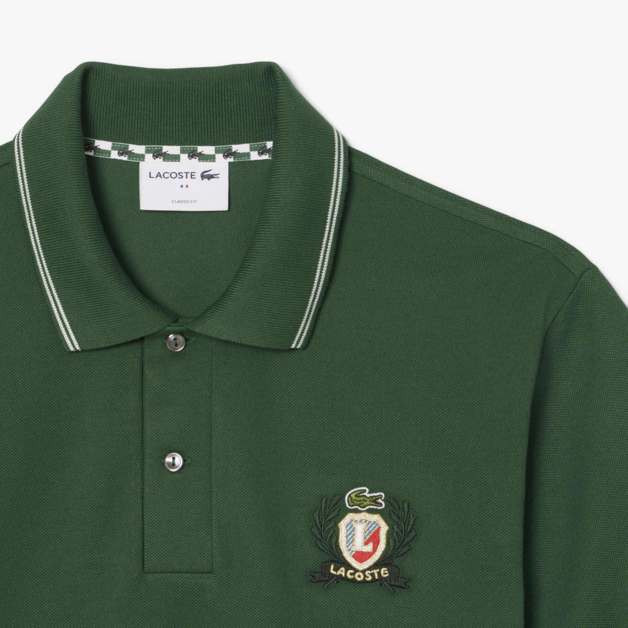 Lacoste Erkek Classic Fit Çizgili Yeşil Polo