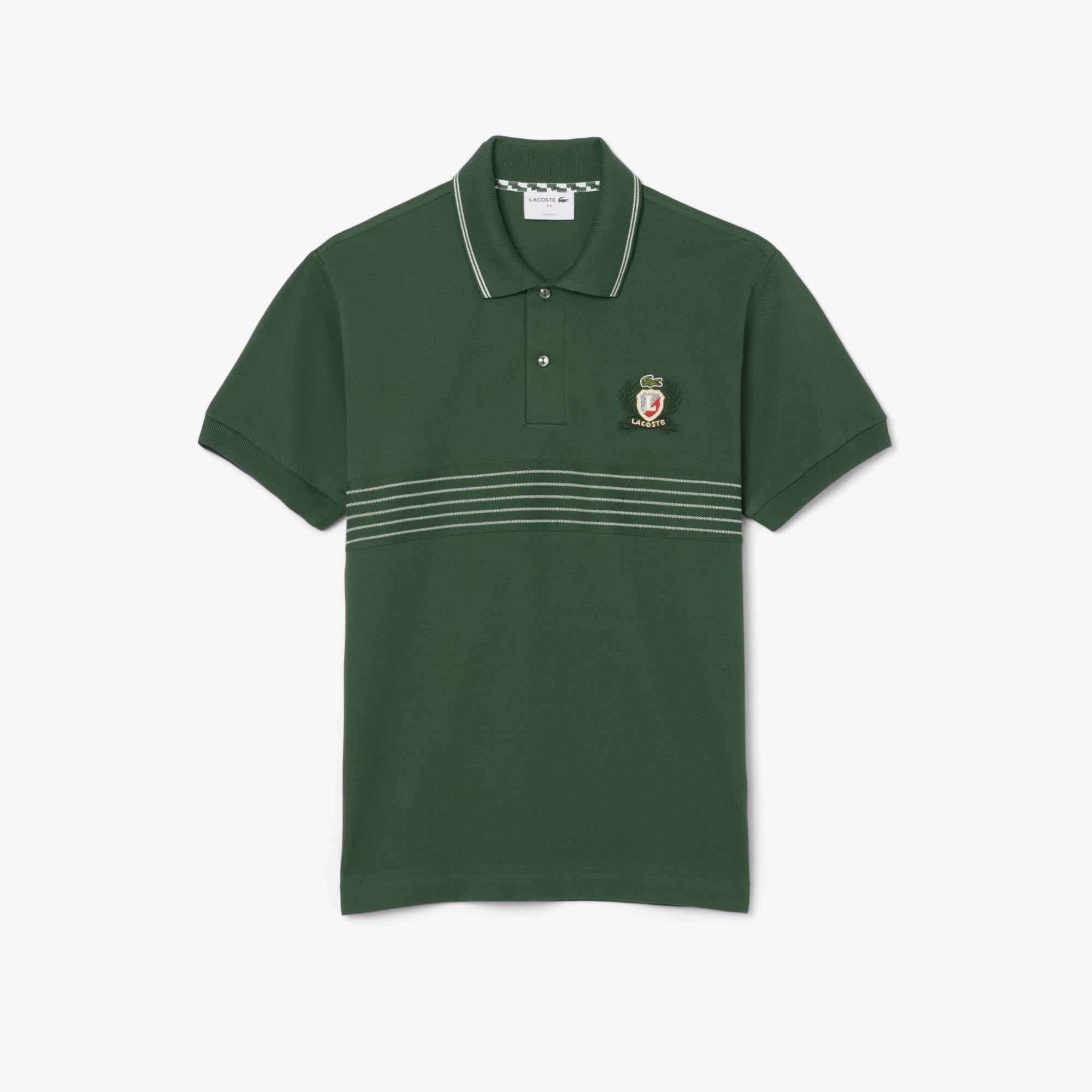 Lacoste Erkek Classic Fit Çizgili Yeşil Polo