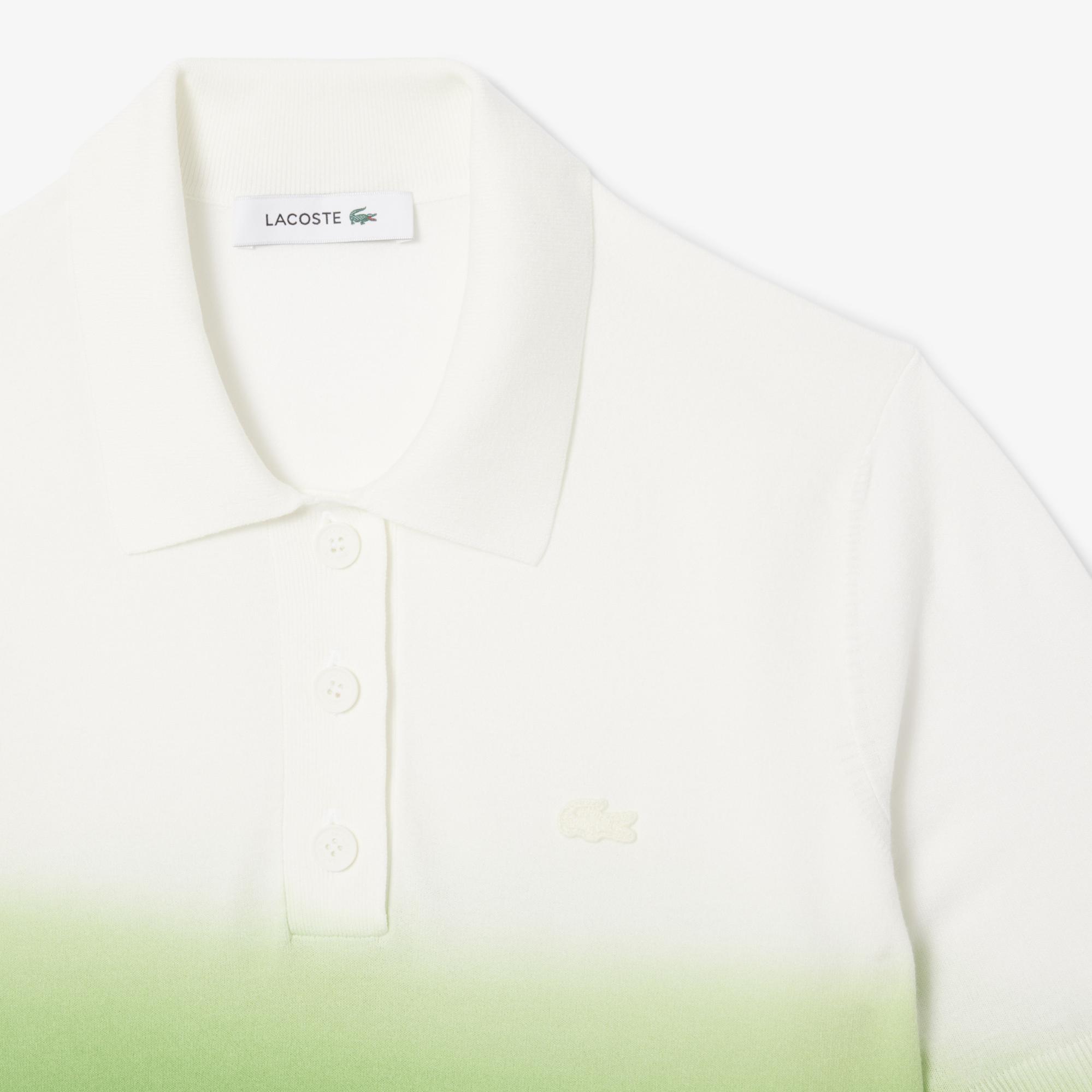 Lacoste Kadın Classic Fit Kısa Kollu Polo Yaka Renk Bloklu Yeşil Triko