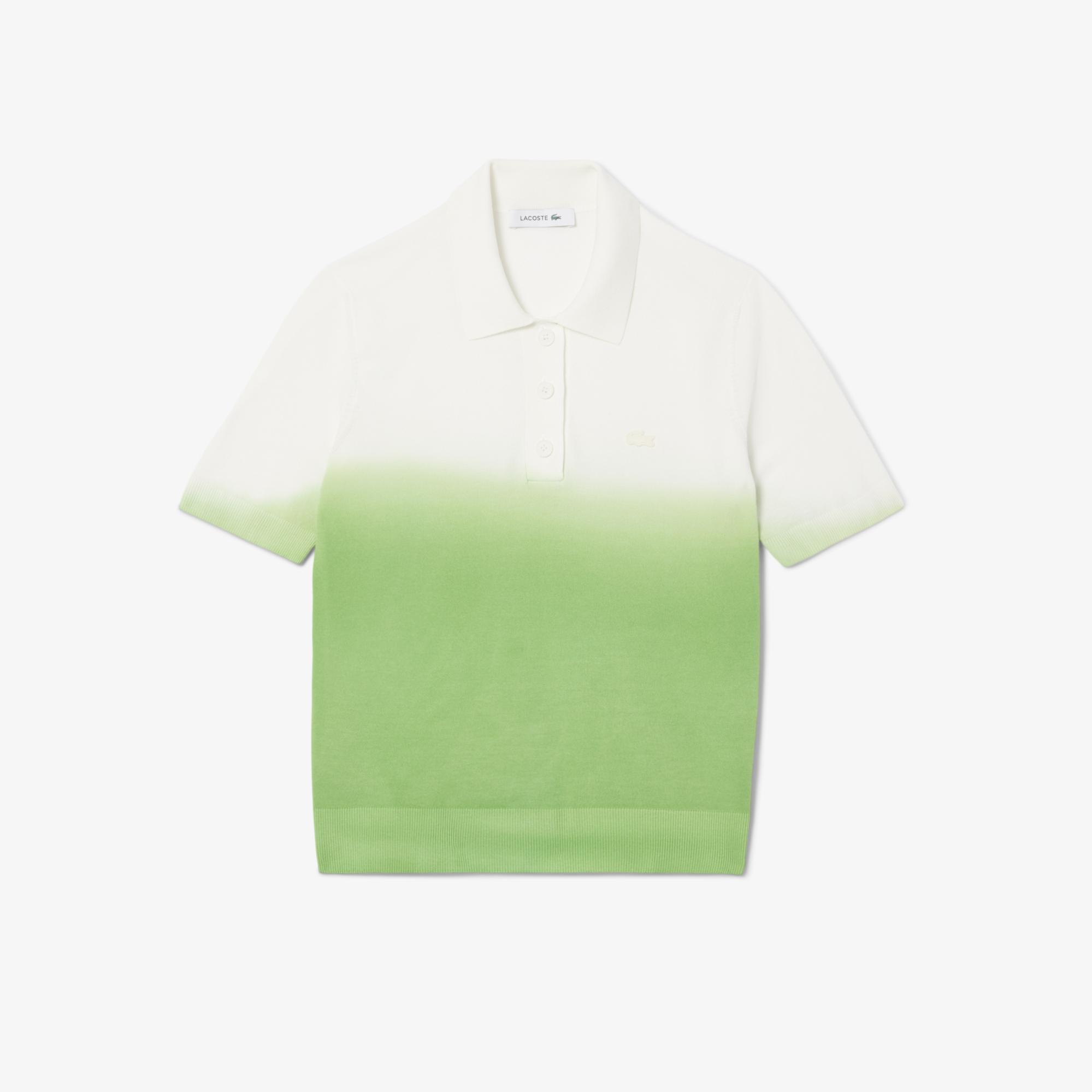 Lacoste Kadın Classic Fit Kısa Kollu Polo Yaka Renk Bloklu Yeşil Triko