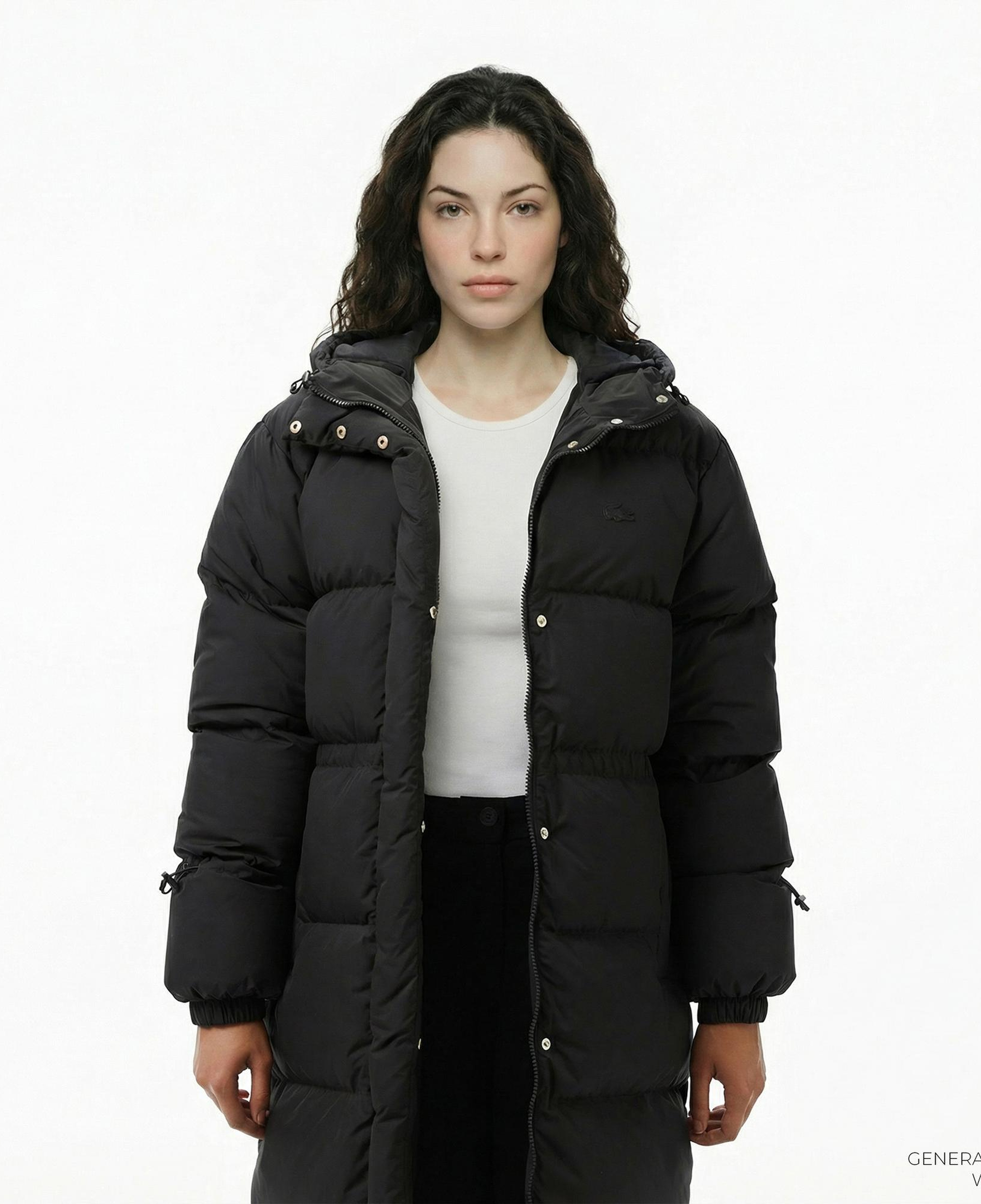 Lacoste Kadın Kapüşonlu Siyah Mont