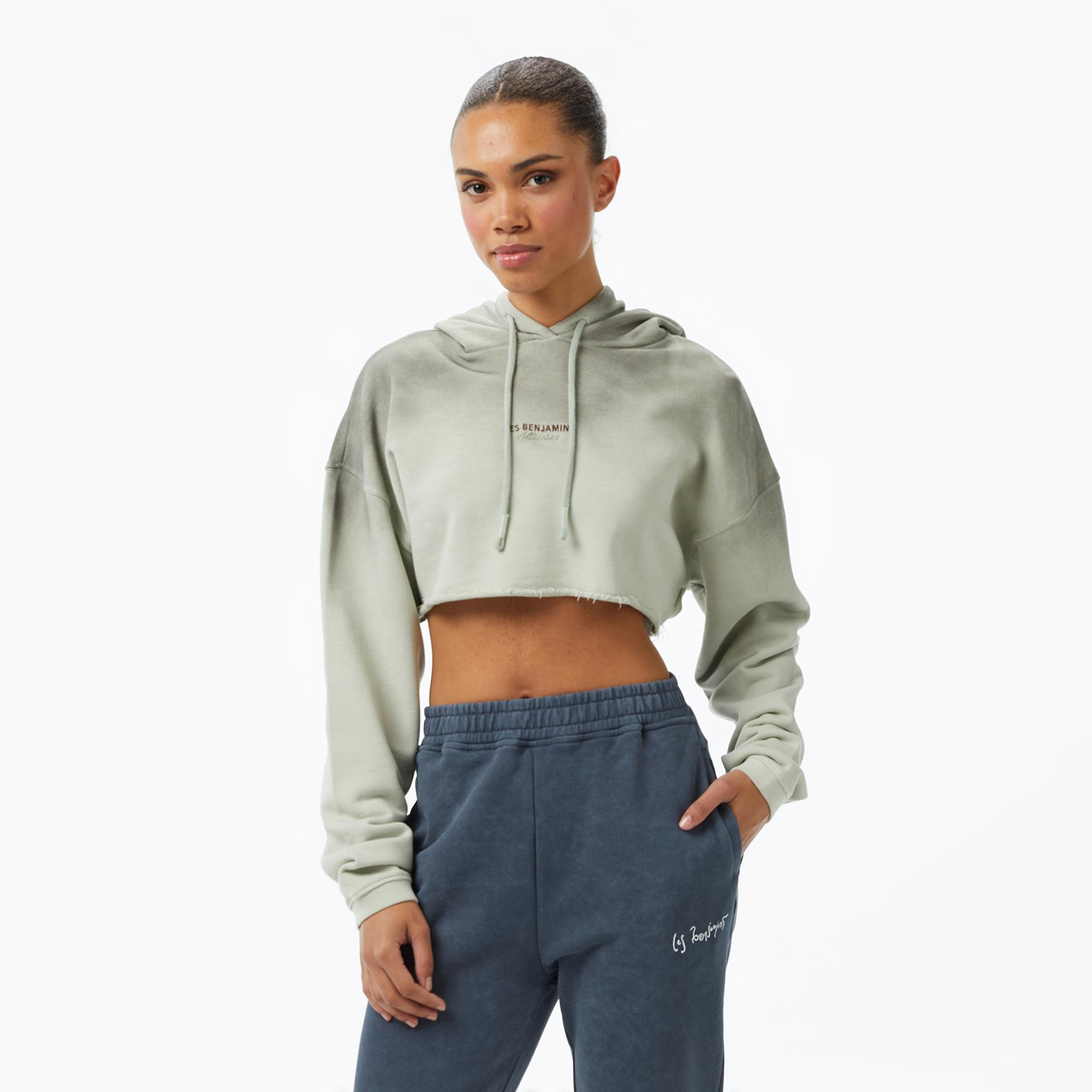 Les Benjamins Crop 006 Kadın Yeşil Sweatshirt
