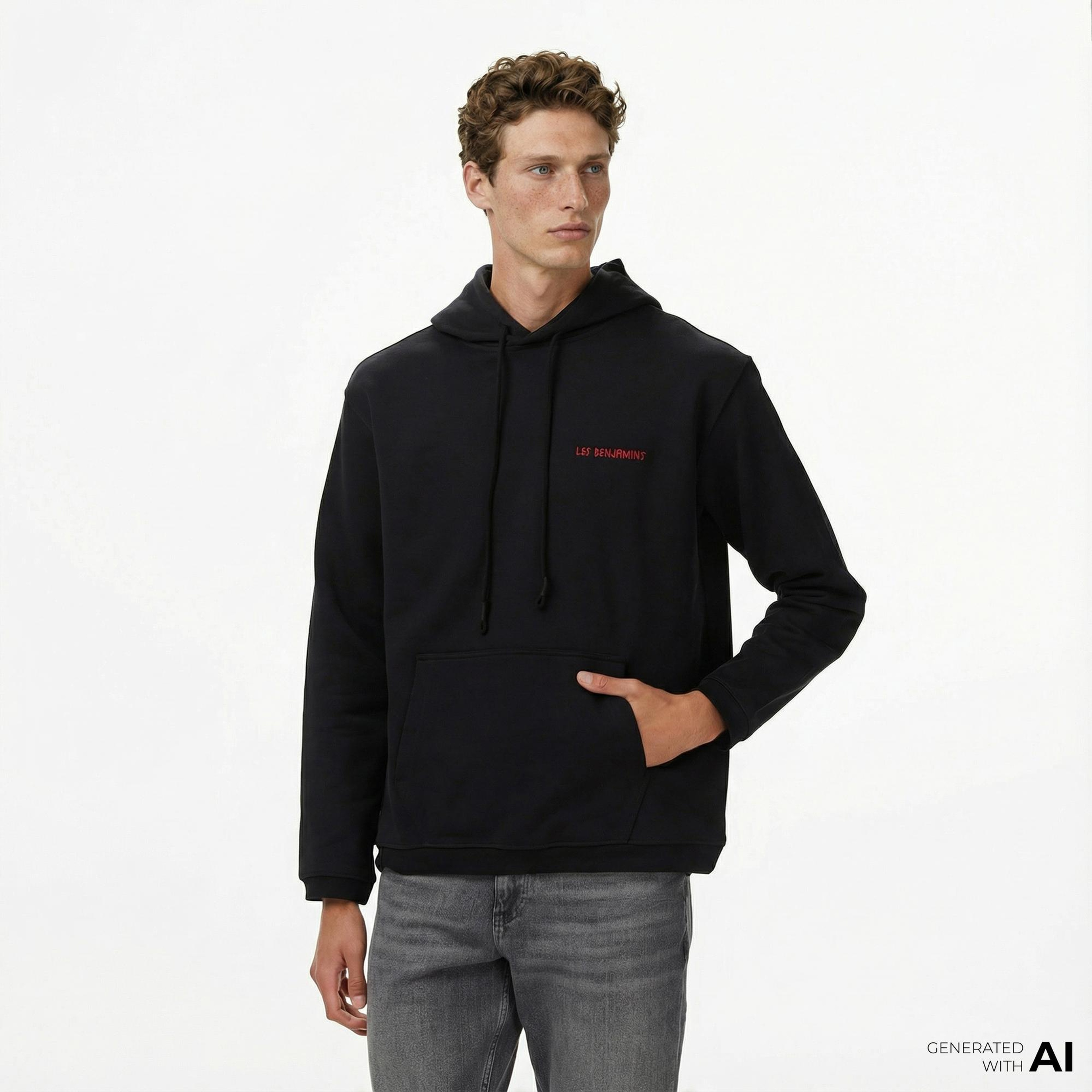 Les Benjamins 018 Erkek Siyah Sweatshirt