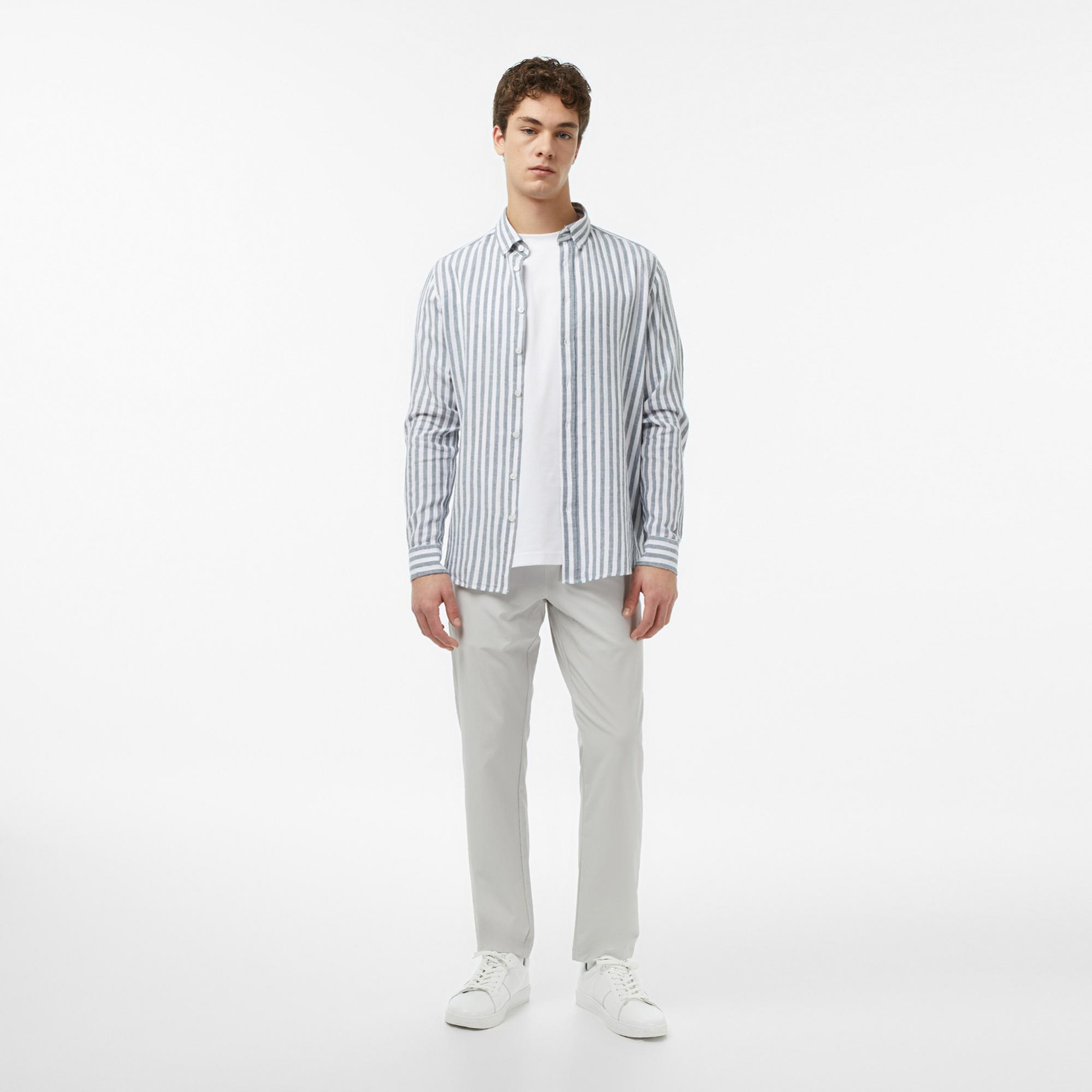 Nautica Erkek Gri Slim Fit Teknik Pantolon