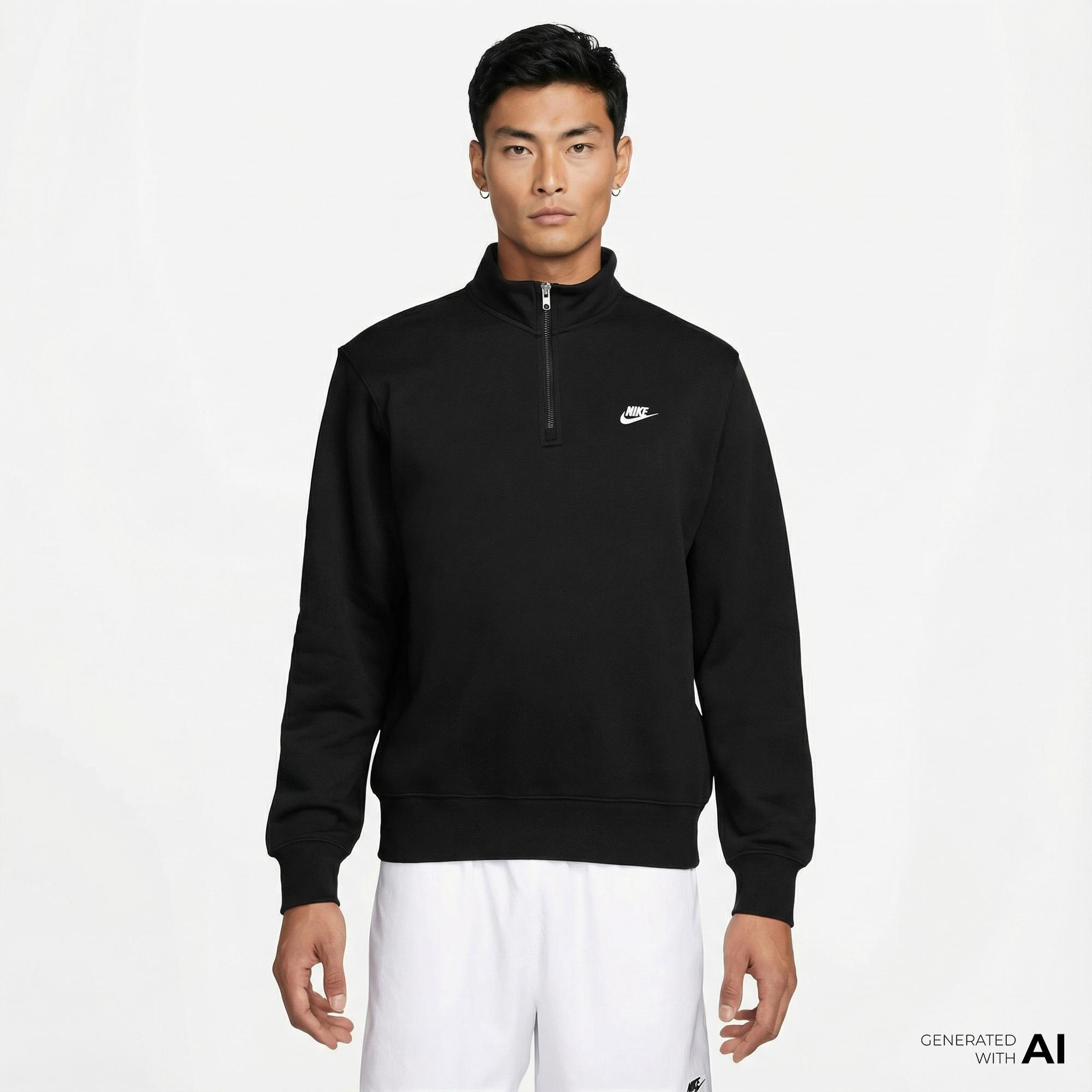 Nike Sportswear Club Fleece Top Erkek Siyah Sweatshirt