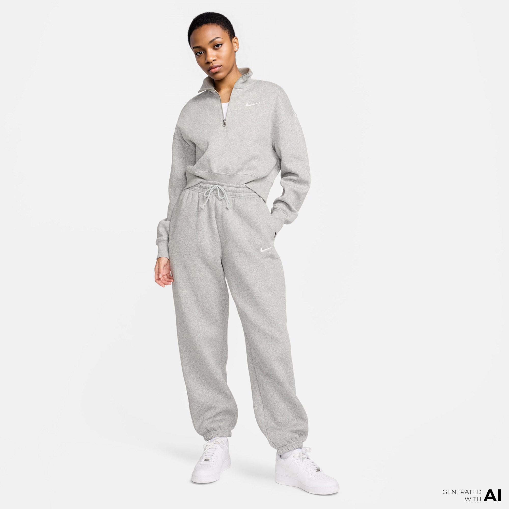 Nike Sportswear Phoenix Fleece High Rise Kadın Gri Eşofman Altı