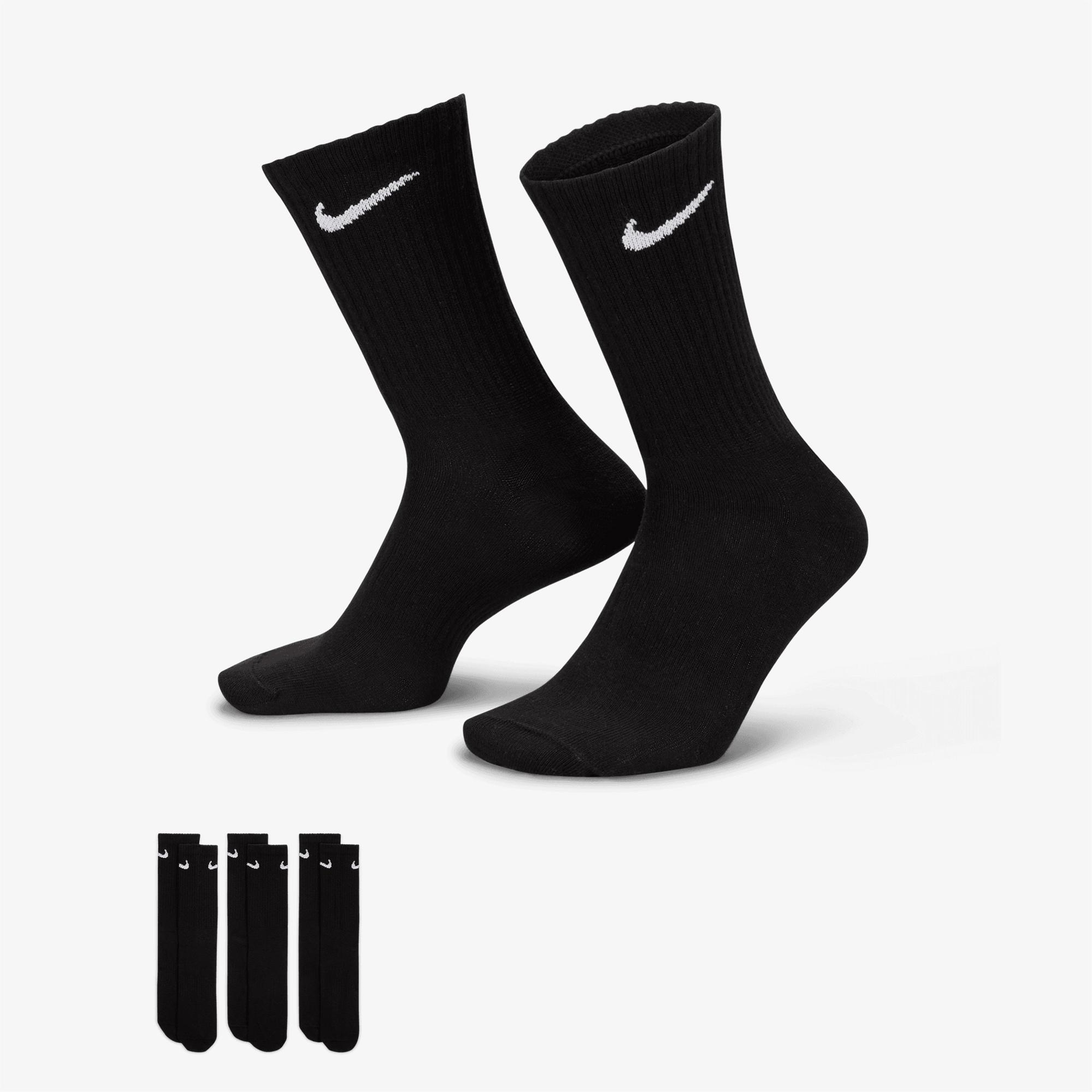 Nike Everyday Crew 3' lü Unisex Siyah Çorap