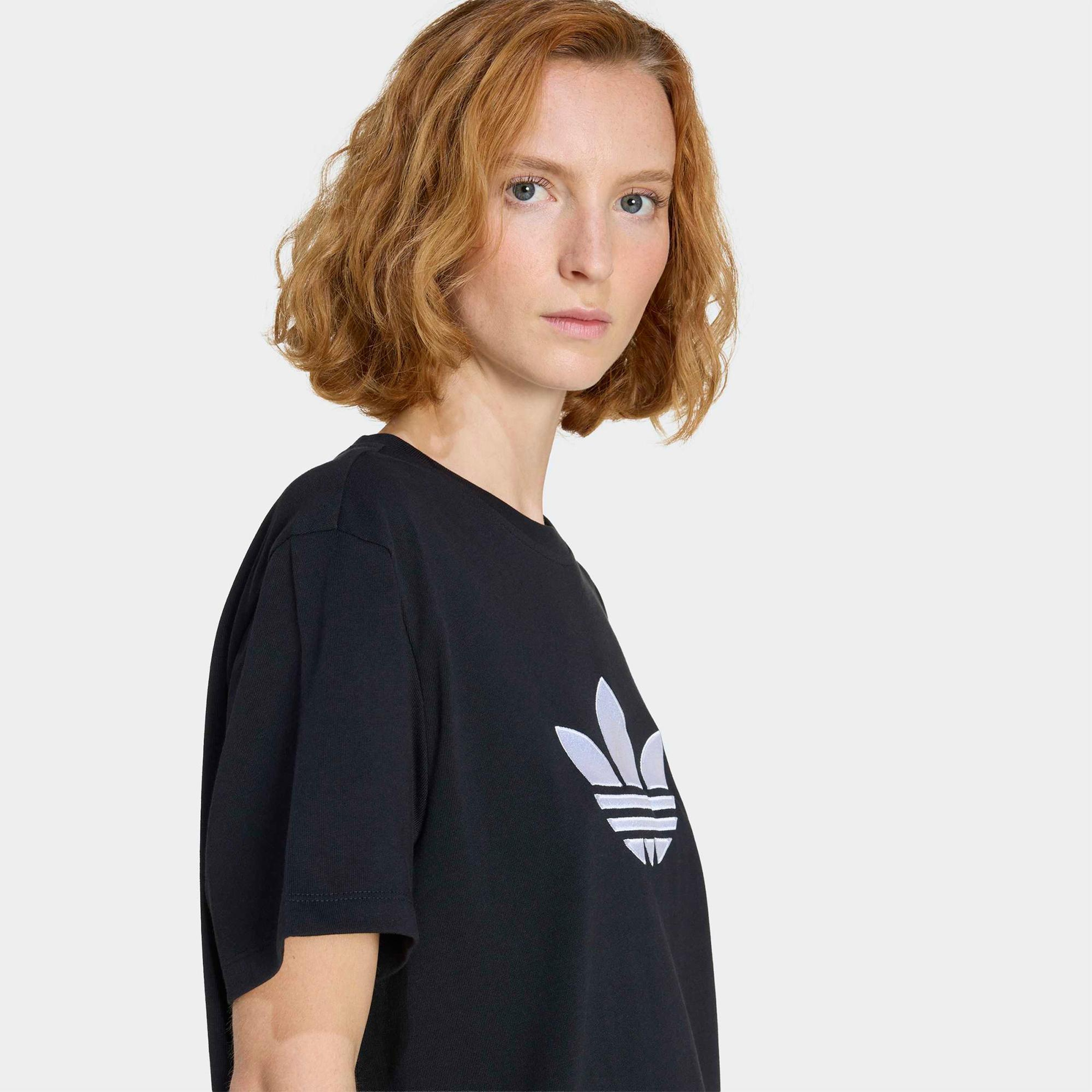 adidas Trefoil Boxy Kadın Siyah T-Shirt