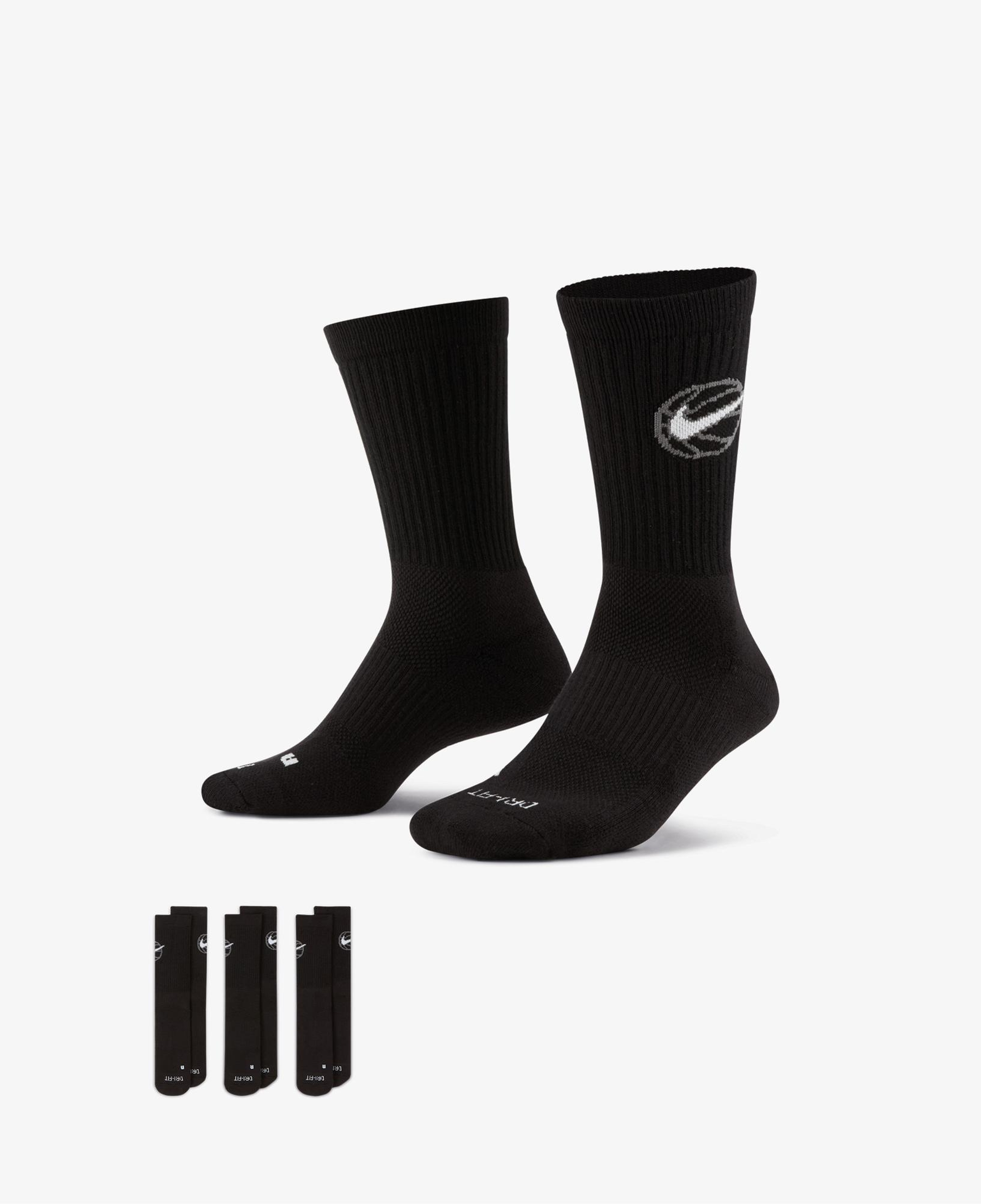 Nike Crew Everyday Baseball 3'lü Unisex Siyah Çorap