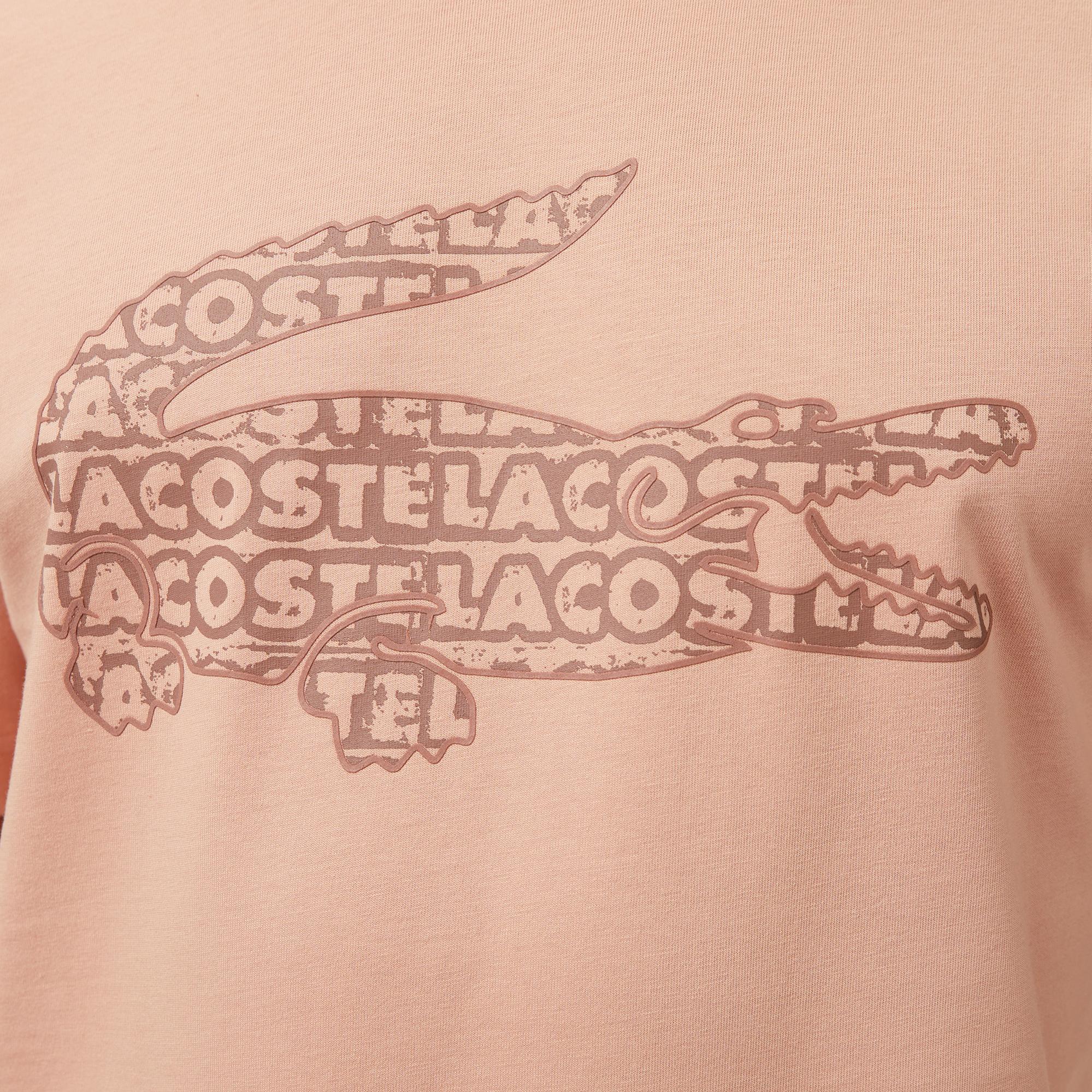 Lacoste Erkek Regular Fit Bisiklet Yaka Baskılı Açık Kahverengi T-Shirt