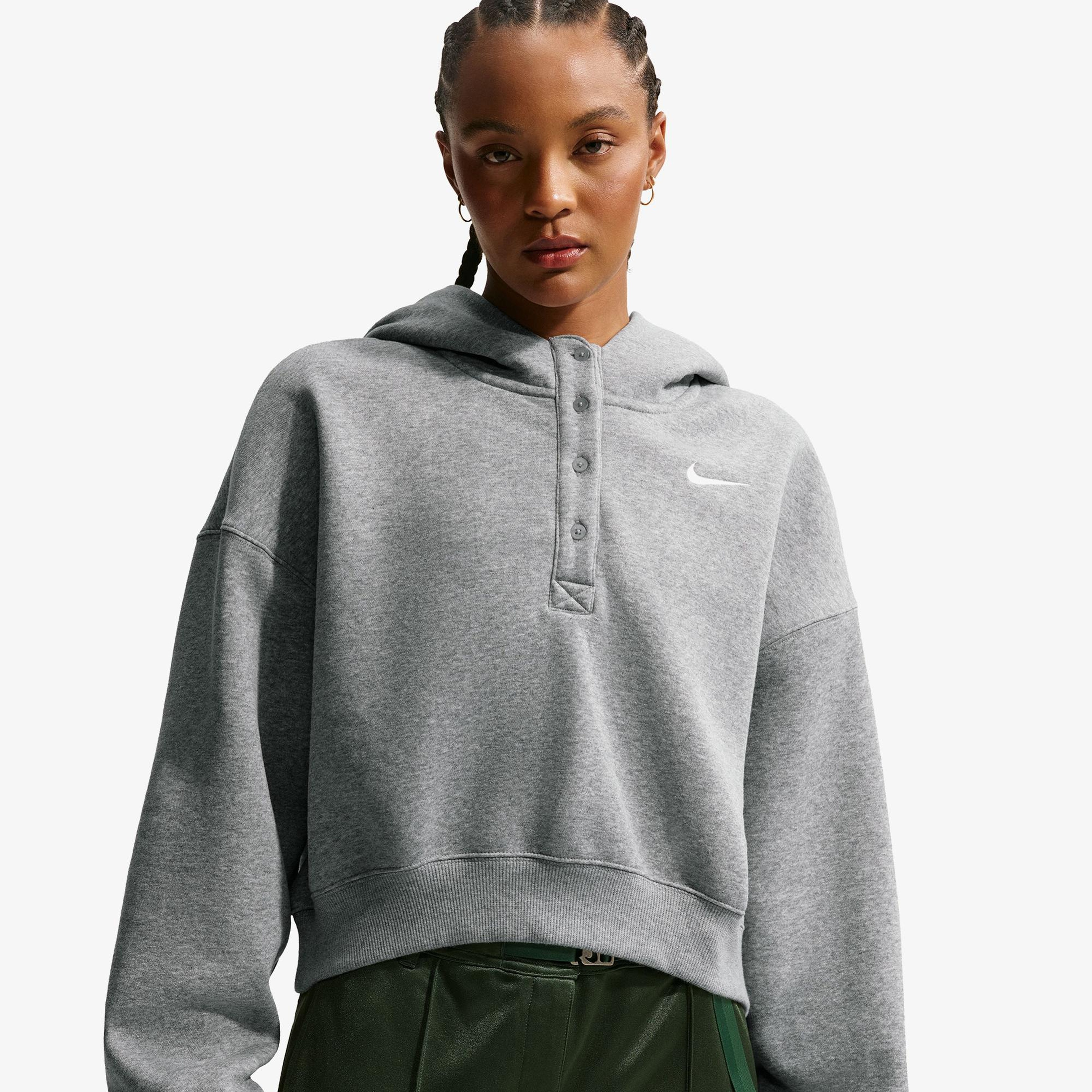 Nike Sportswear Phoenix Fleece Kadın Gri Hoodie