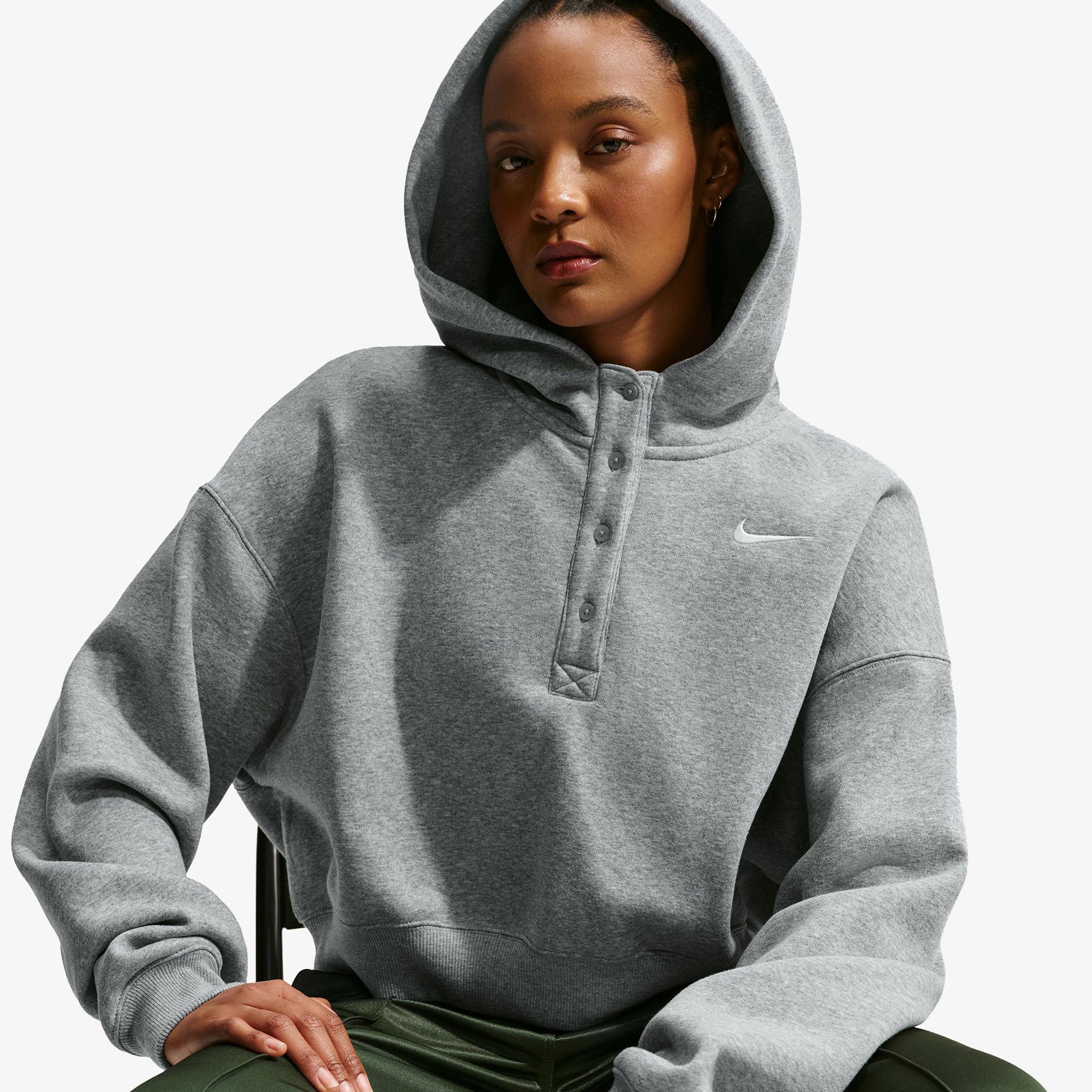 Nike Sportswear Phoenix Fleece Kadın Gri Hoodie