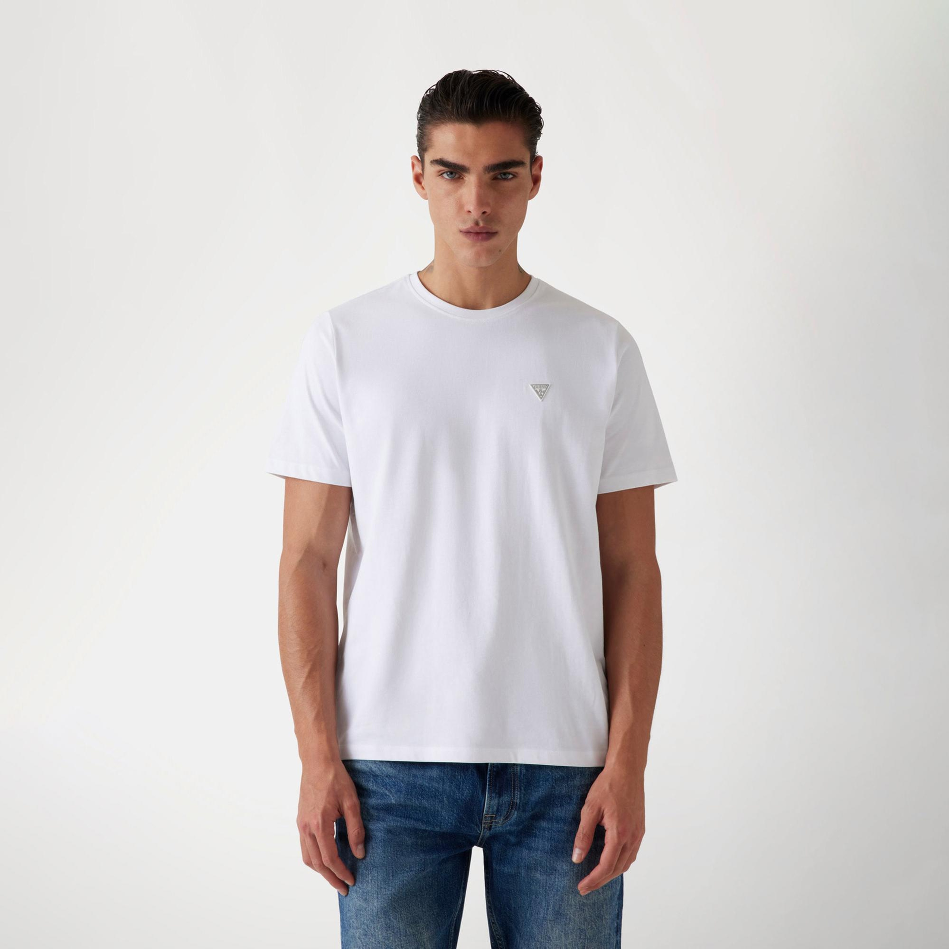 Guess Patch Regular Fit Erkek Beyaz T-Shirt