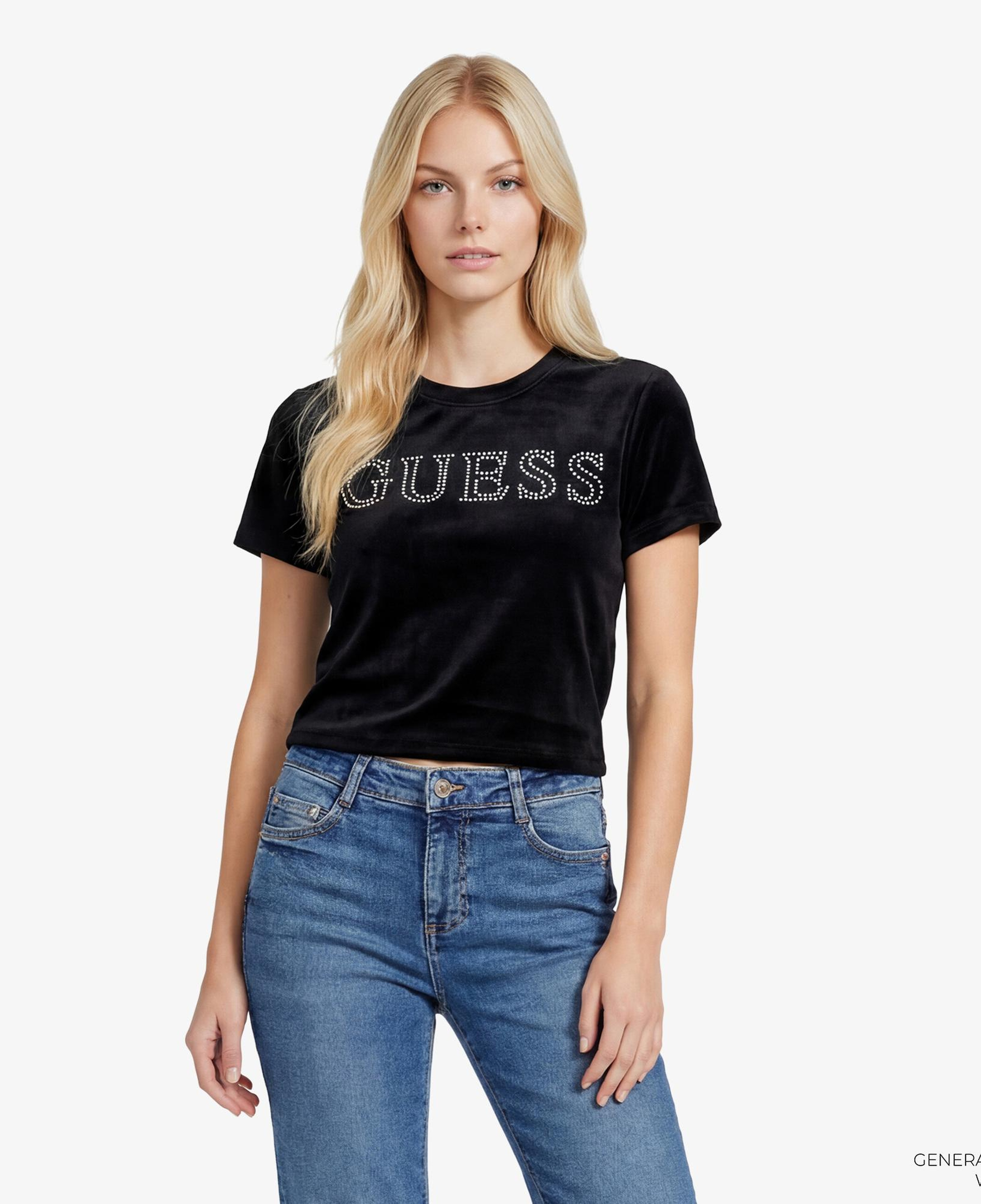 Guess Couture Aktif Boxy Fit Kadın Siyah T-Shirt