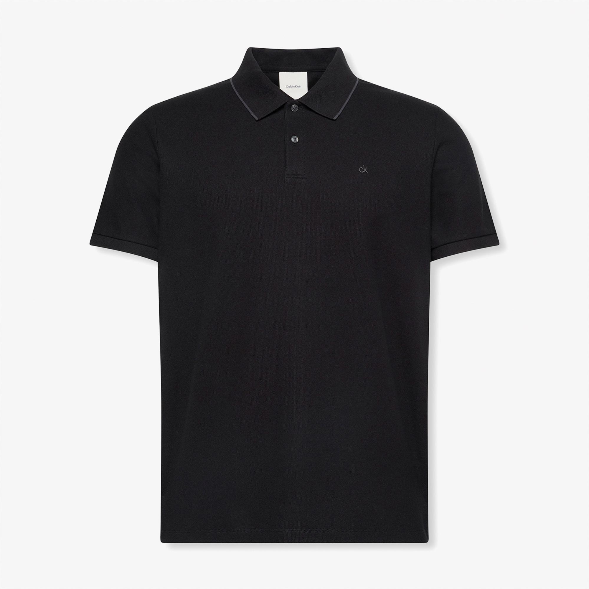 Calvin Klein Refined Pique Tipped Classic Erkek Siyah Polo