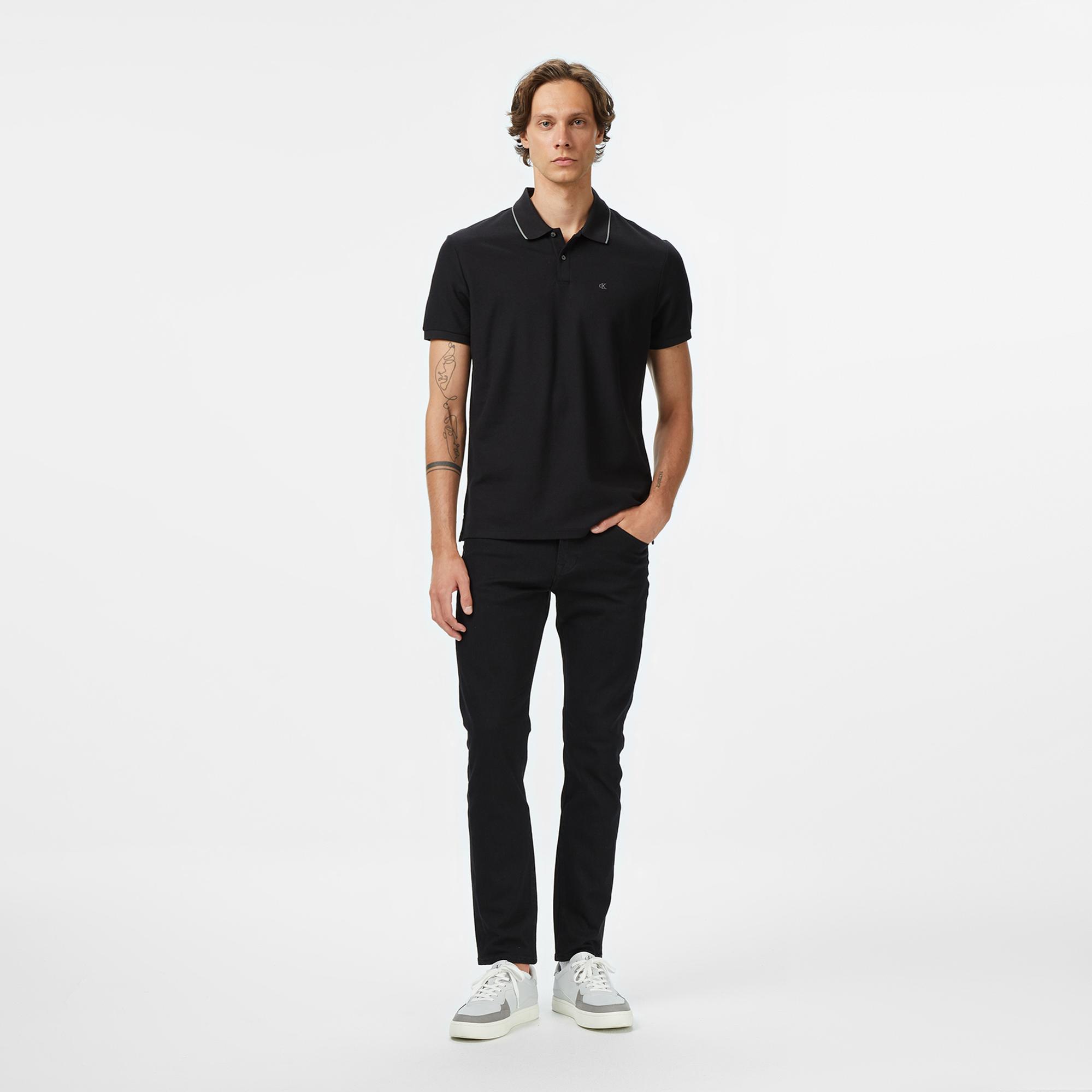 Calvin Klein Refined Pique Tipped Classic Erkek Siyah Polo