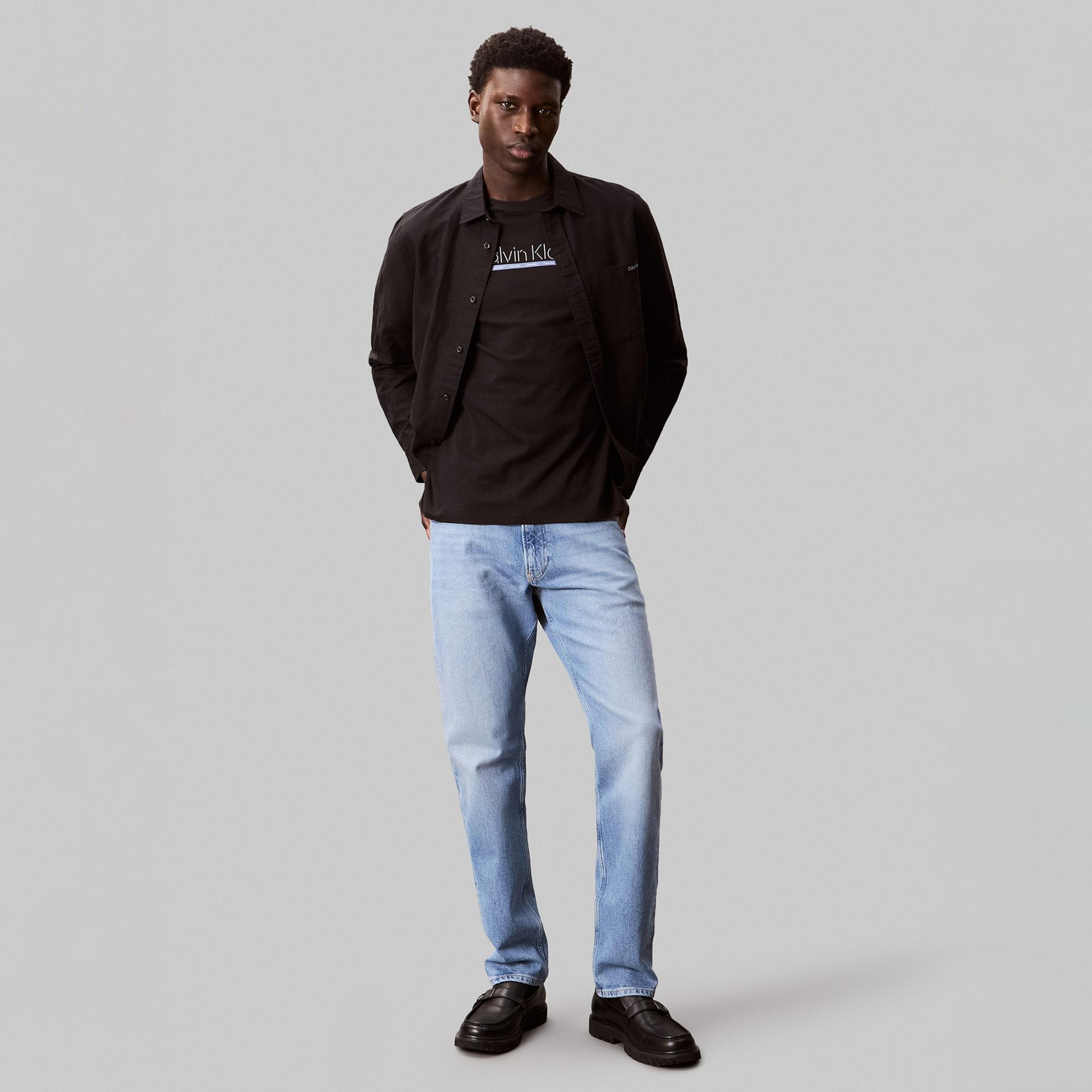 Calvin Klein Outline Tape Graphic Erkek Siyah T-Shirt