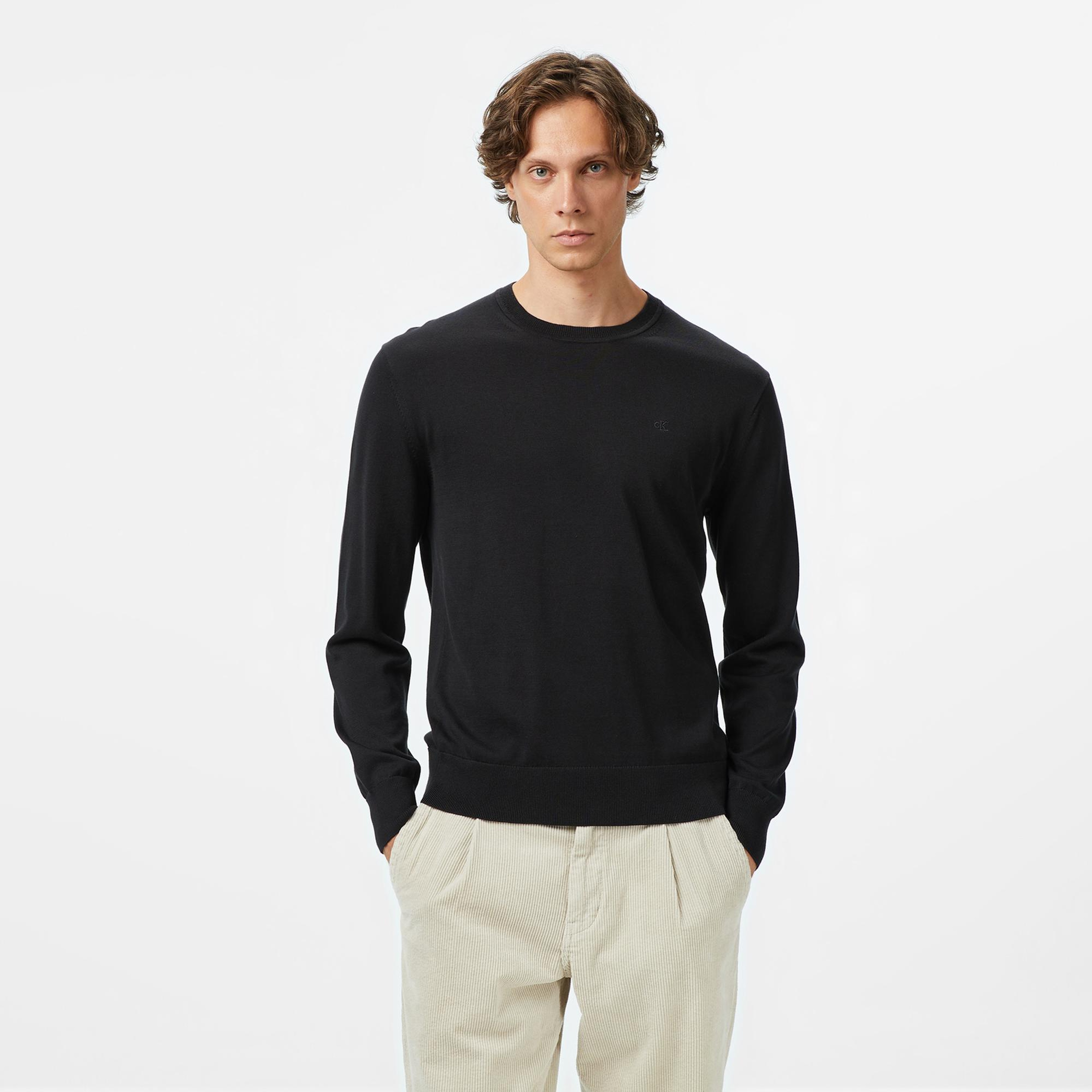 Calvin Klein Supima Cotton Crew Erkek Siyah Triko