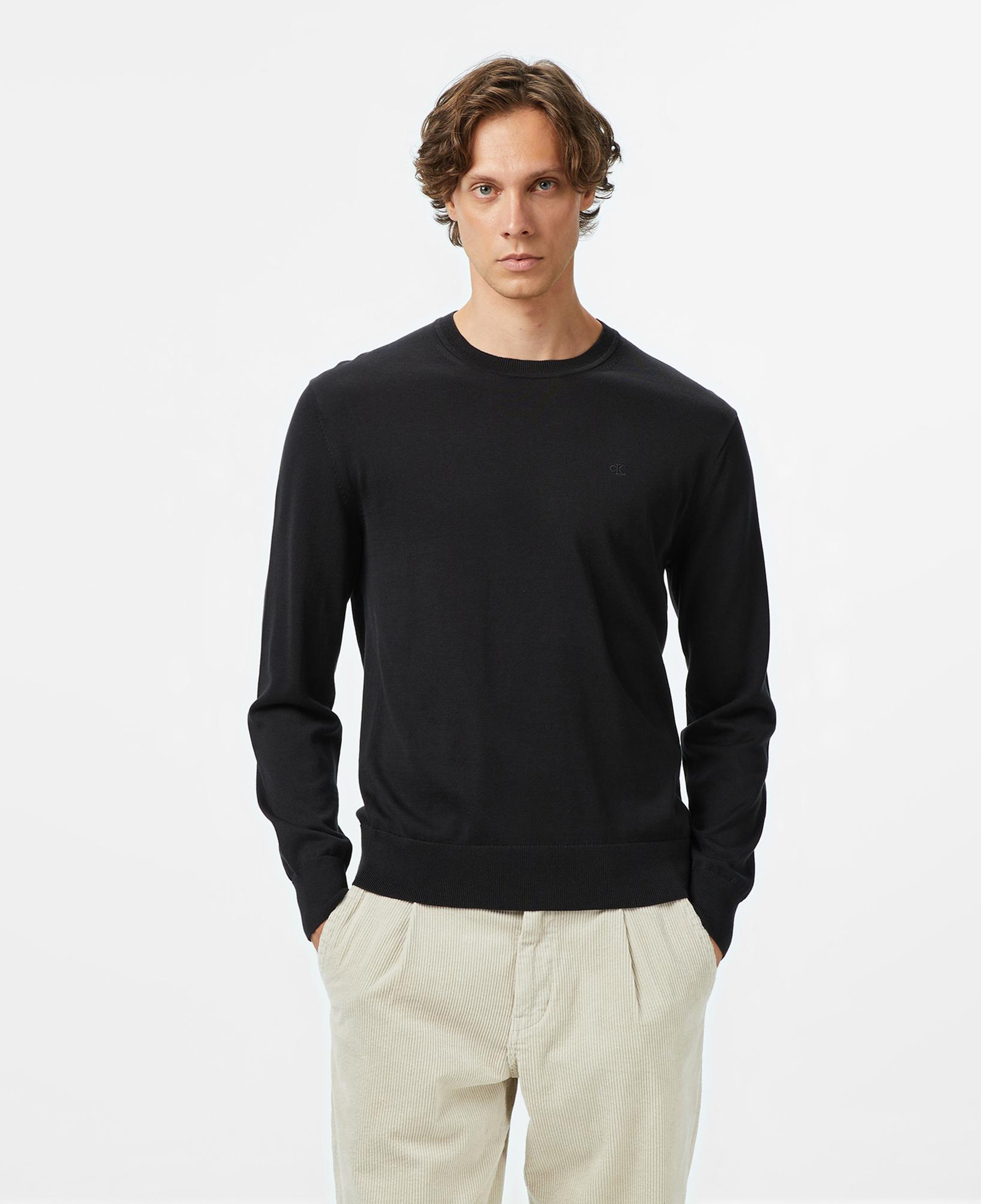 Calvin Klein Supima Cotton Crew Erkek Siyah Triko