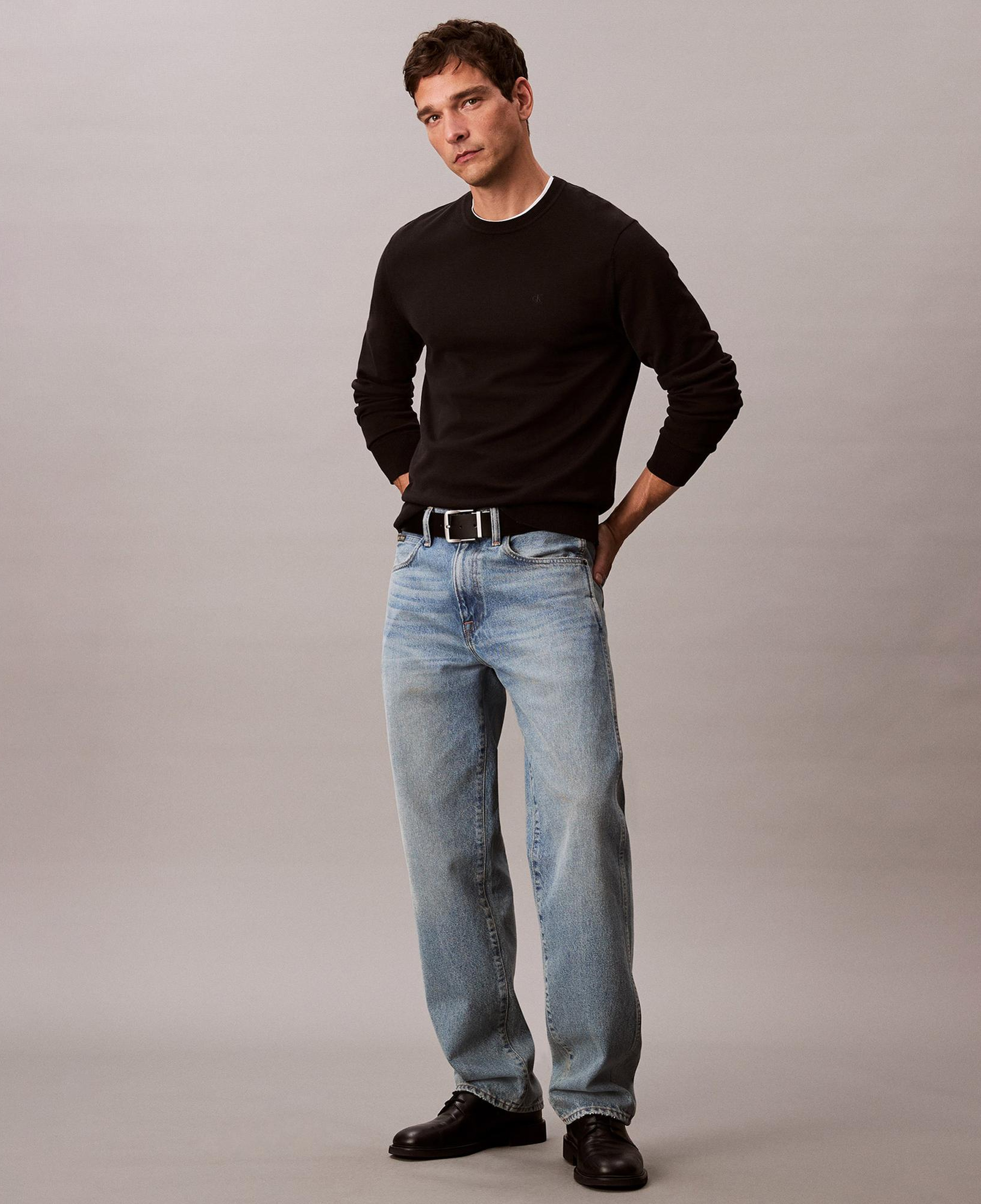 Calvin Klein Supima Cotton Crew Erkek Siyah Triko