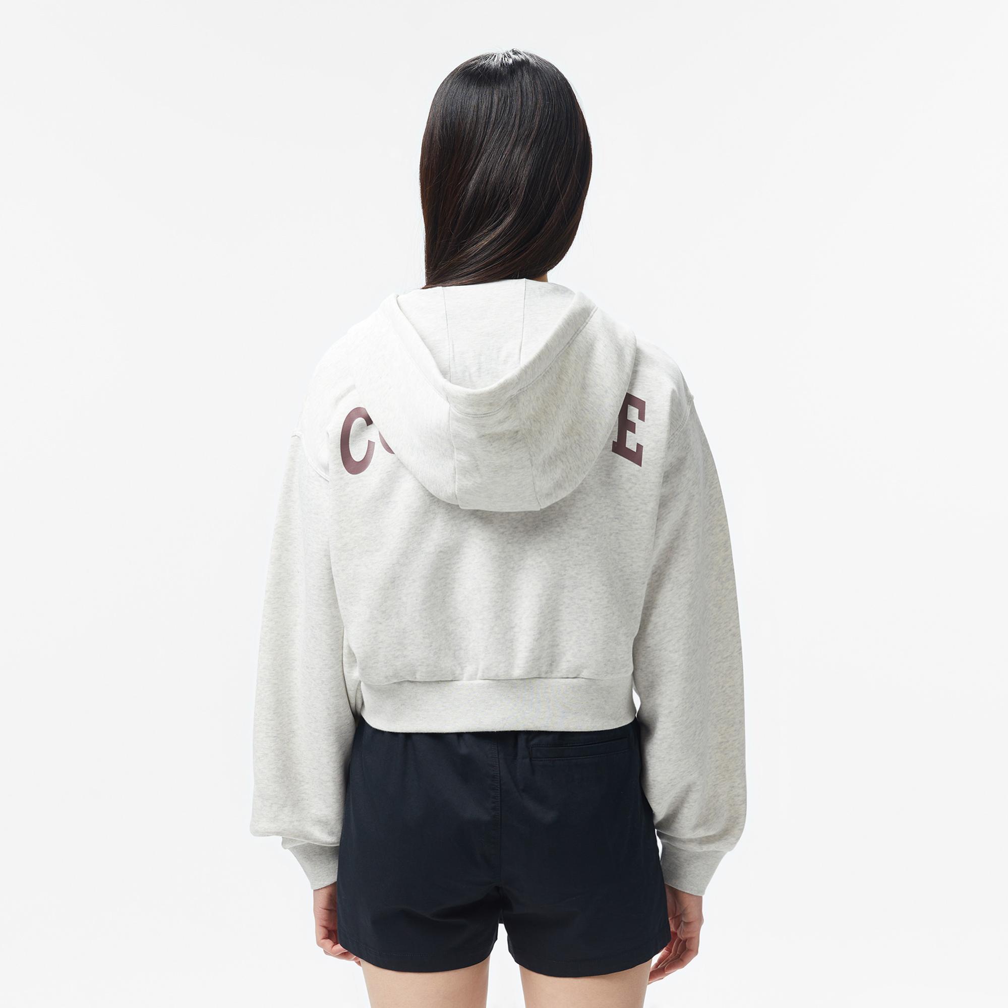 Converse Kadın Baskılı Gri Fermuarlı Hoodie