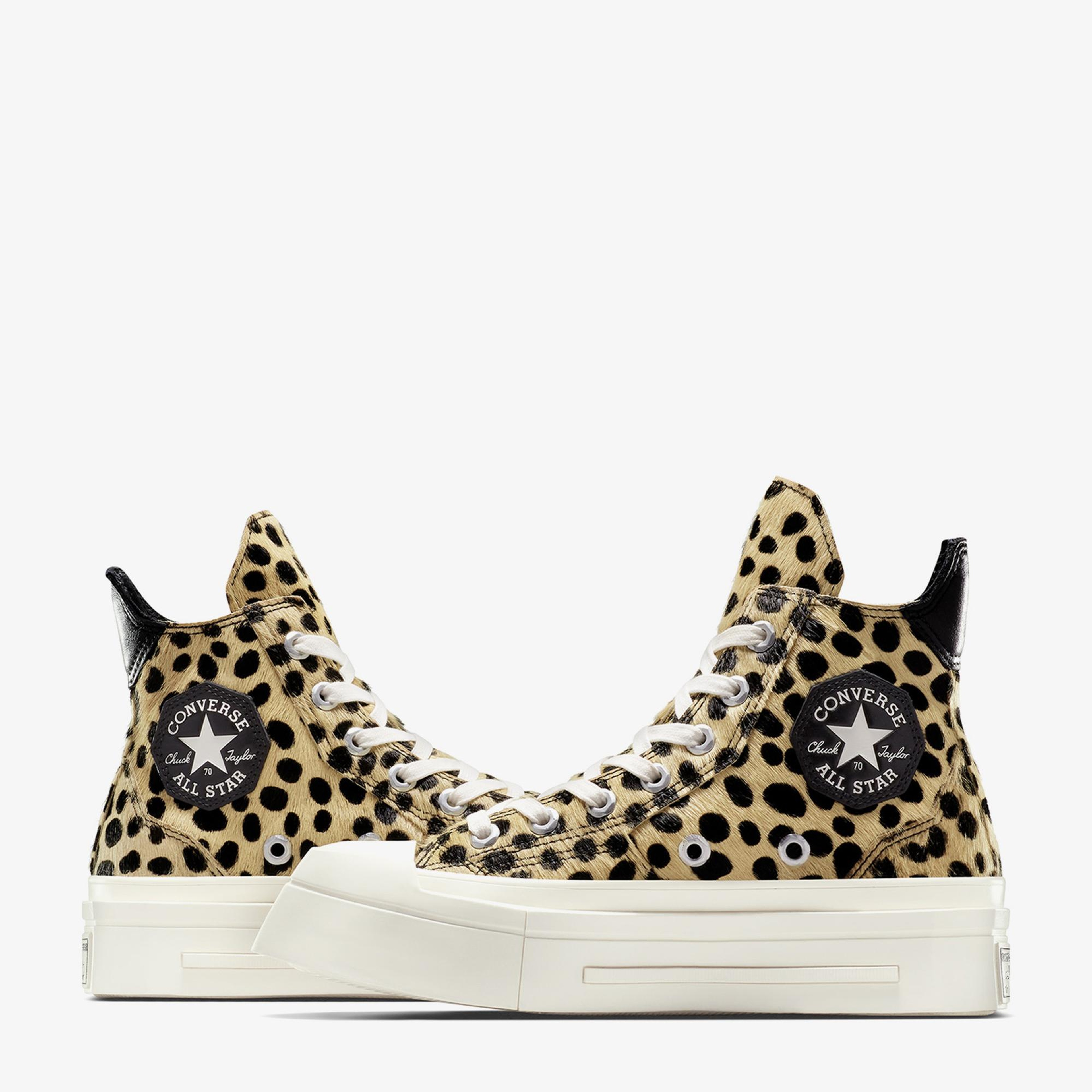 Converse Chuck 70 Leopard Print De Luxe Squared Unisex Bej Platform Sneaker