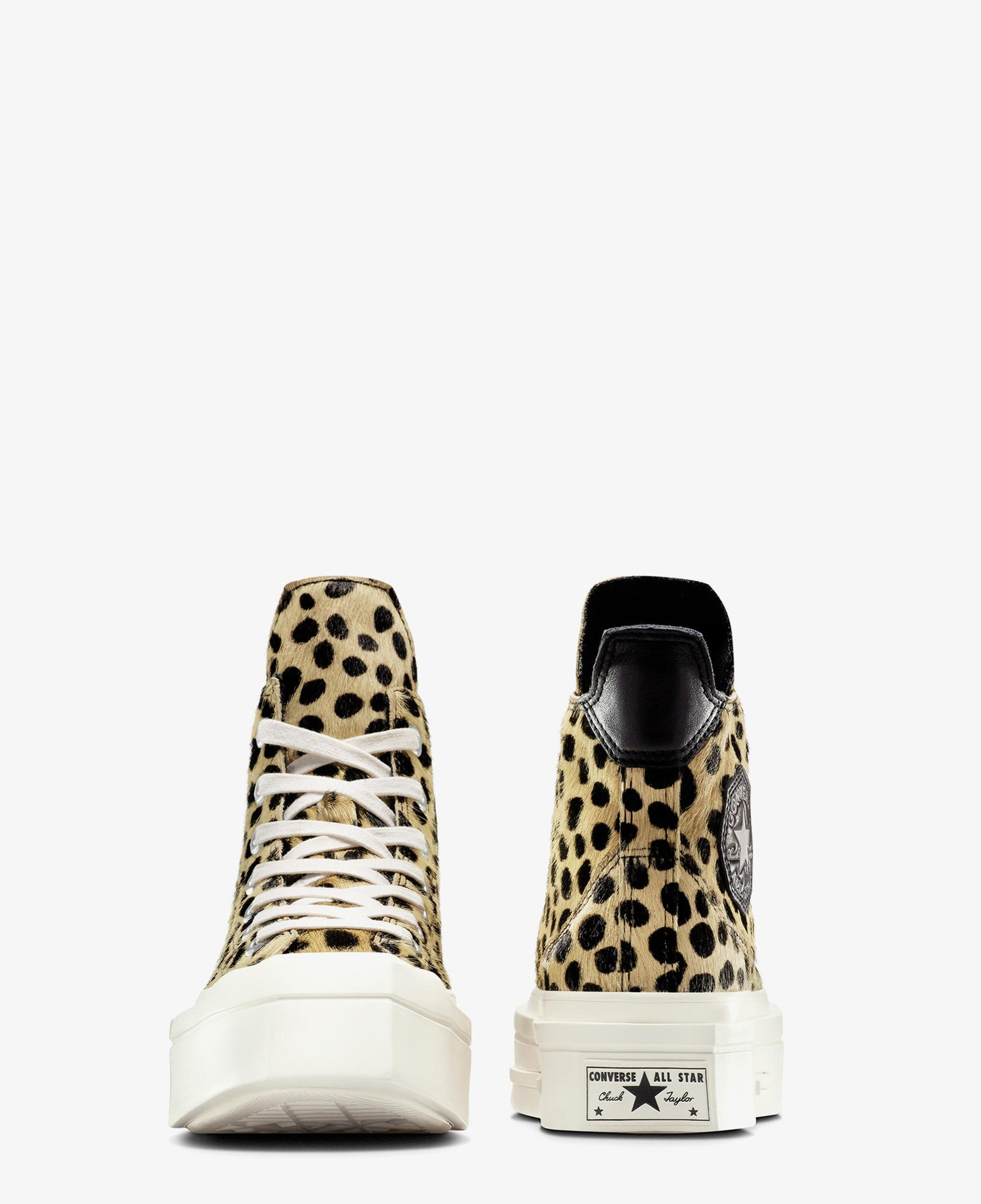 Converse Chuck 70 Leopard Print De Luxe Squared Unisex Bej Platform Sneaker