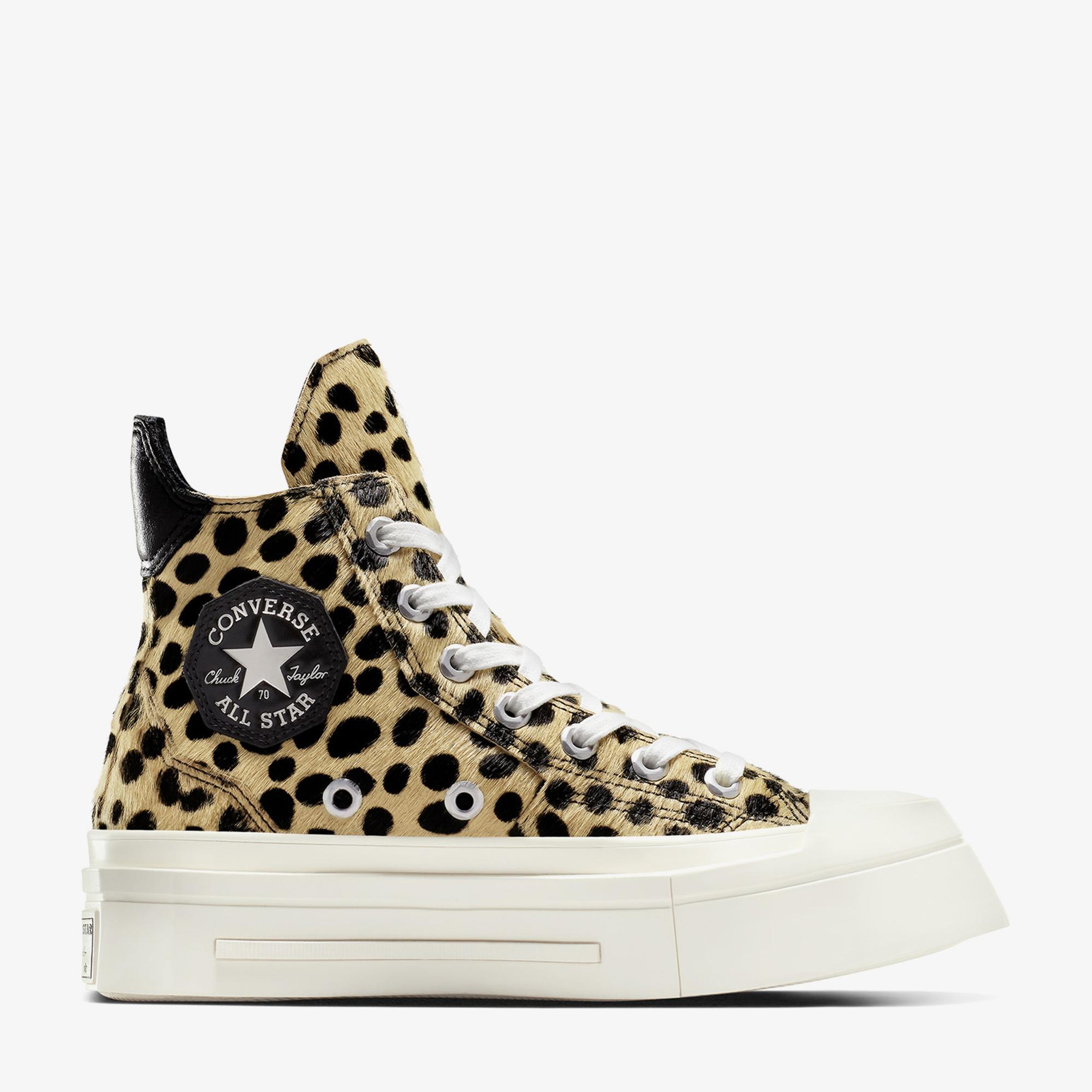 Converse Chuck 70 Leopard Print De Luxe Squared Unisex Bej Platform Sneaker