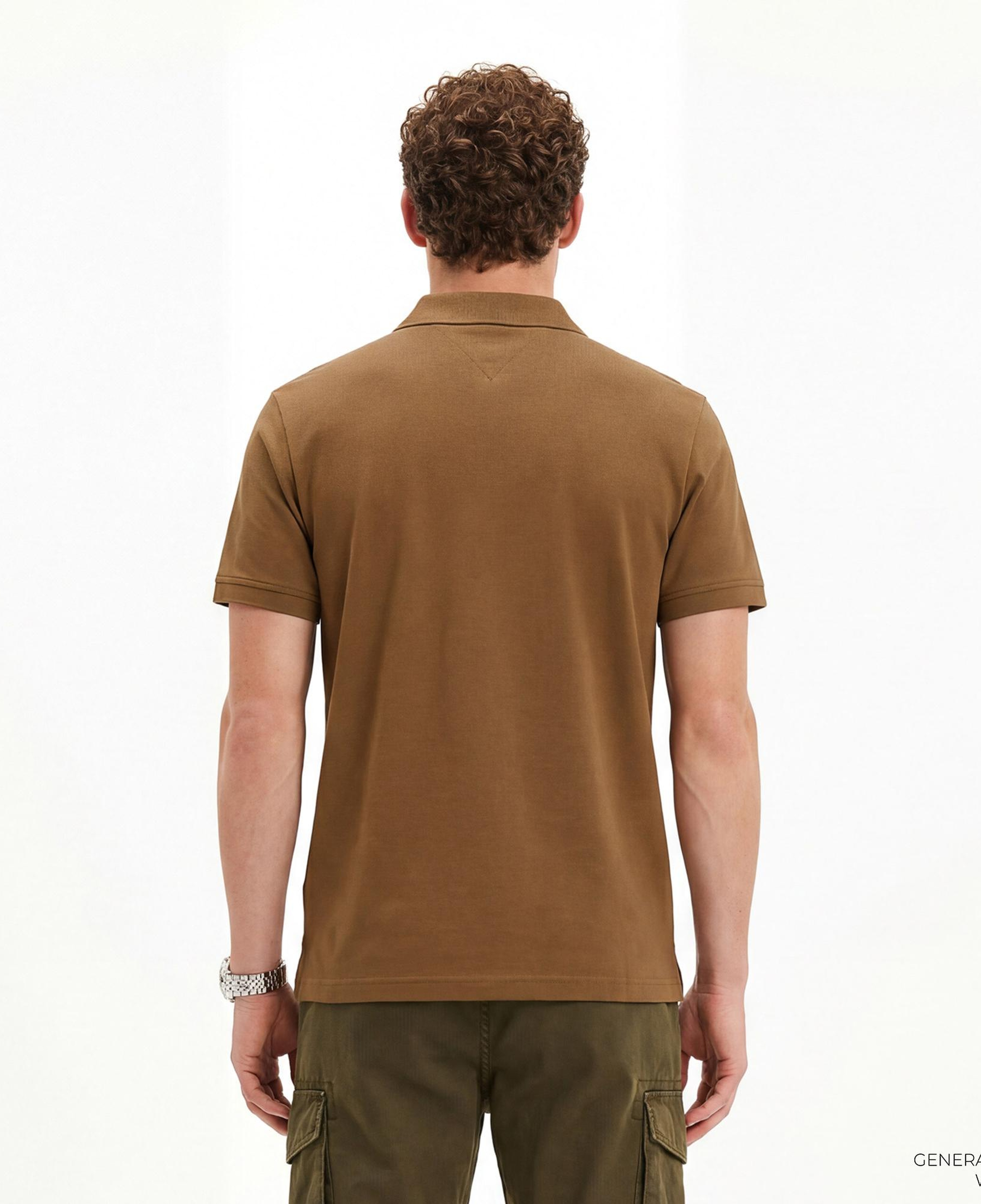 Tommy Hilfiger Seasonal Graphic Erkek Kahverengi Polo Yaka T-Shirt