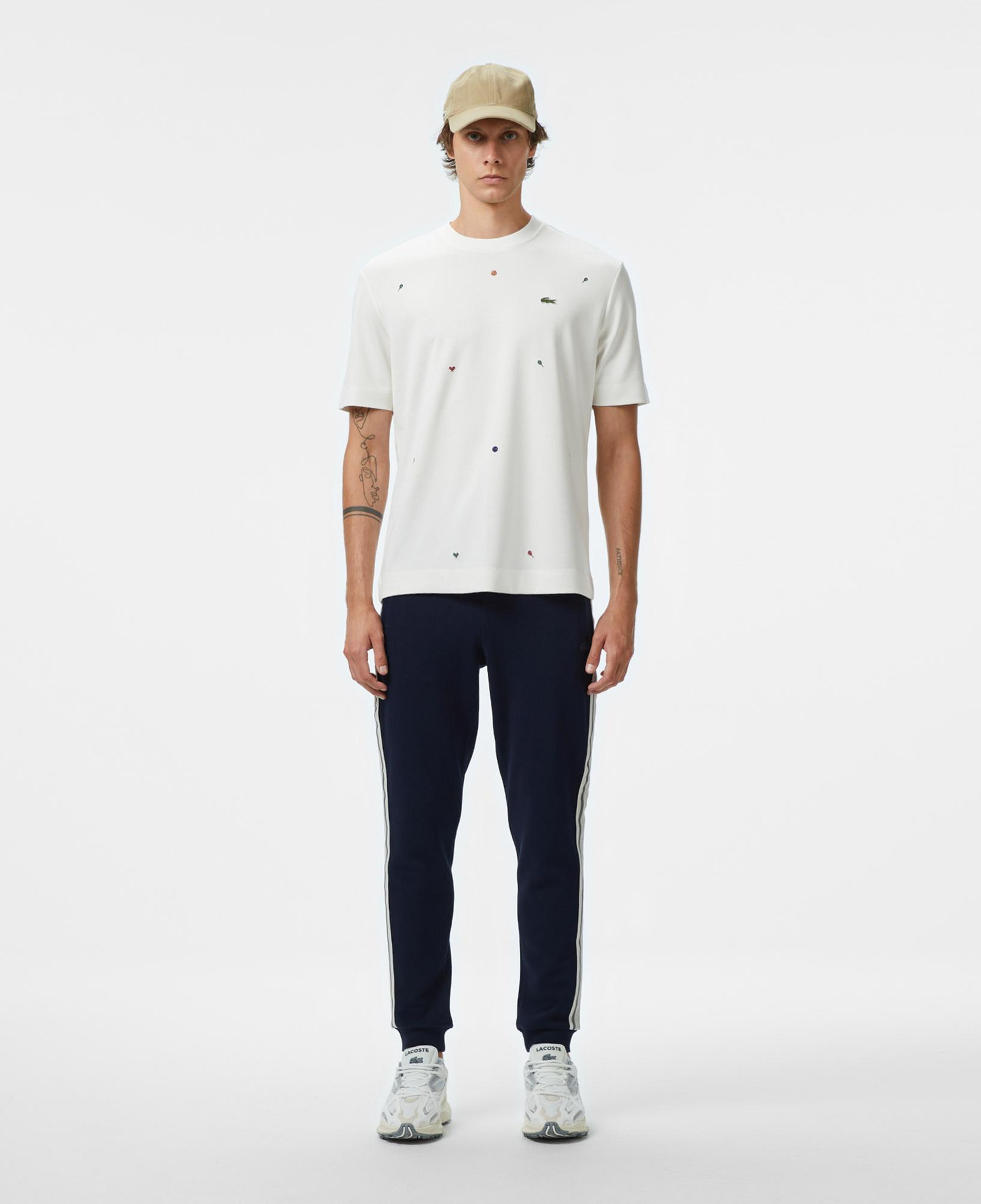 Lacoste Erkek Loose Fit Bisiklet Yaka Desenli Beyaz T-Shirt