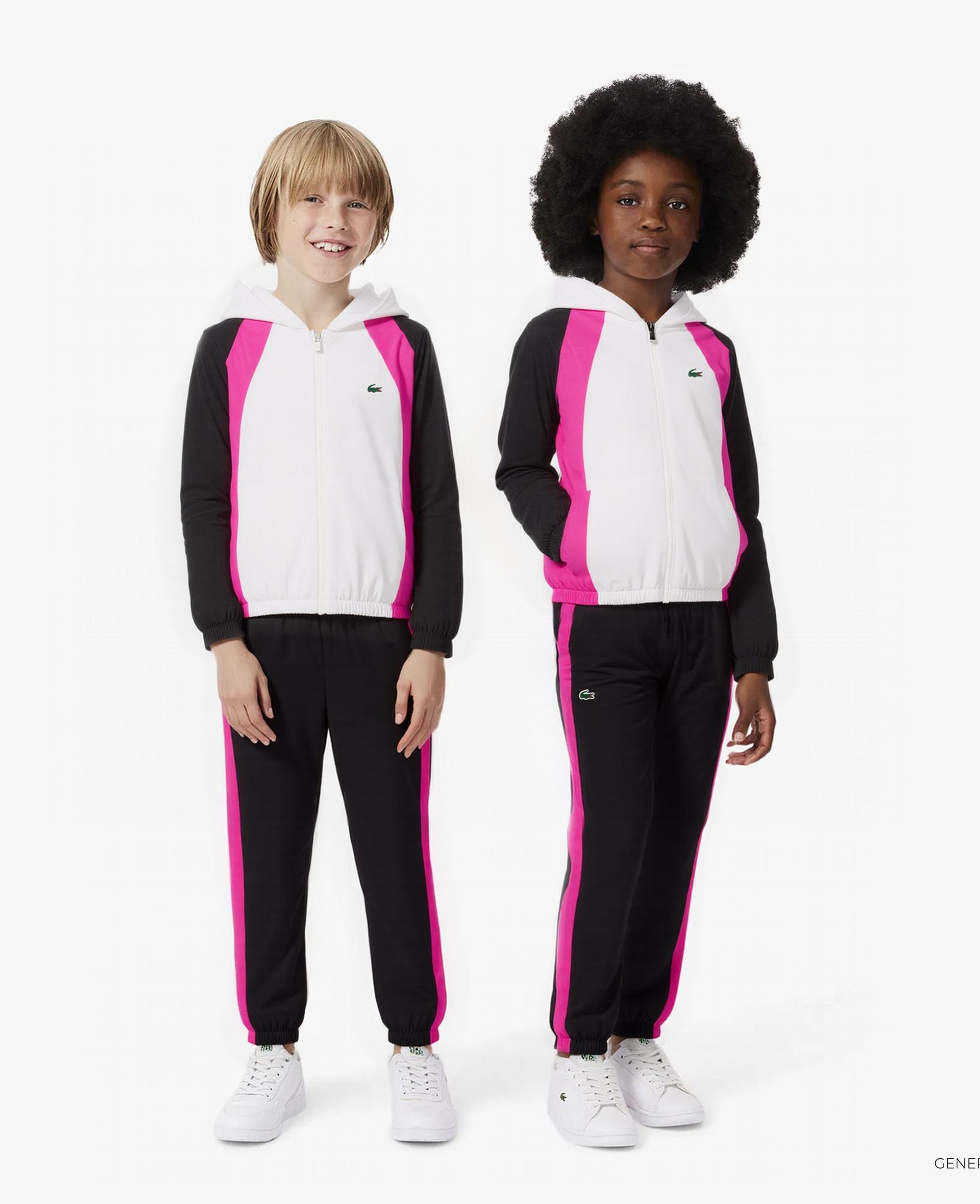 Lacoste Çocuk Kapüşonlu Renk Bloklu Beyaz Eşofman Takımı