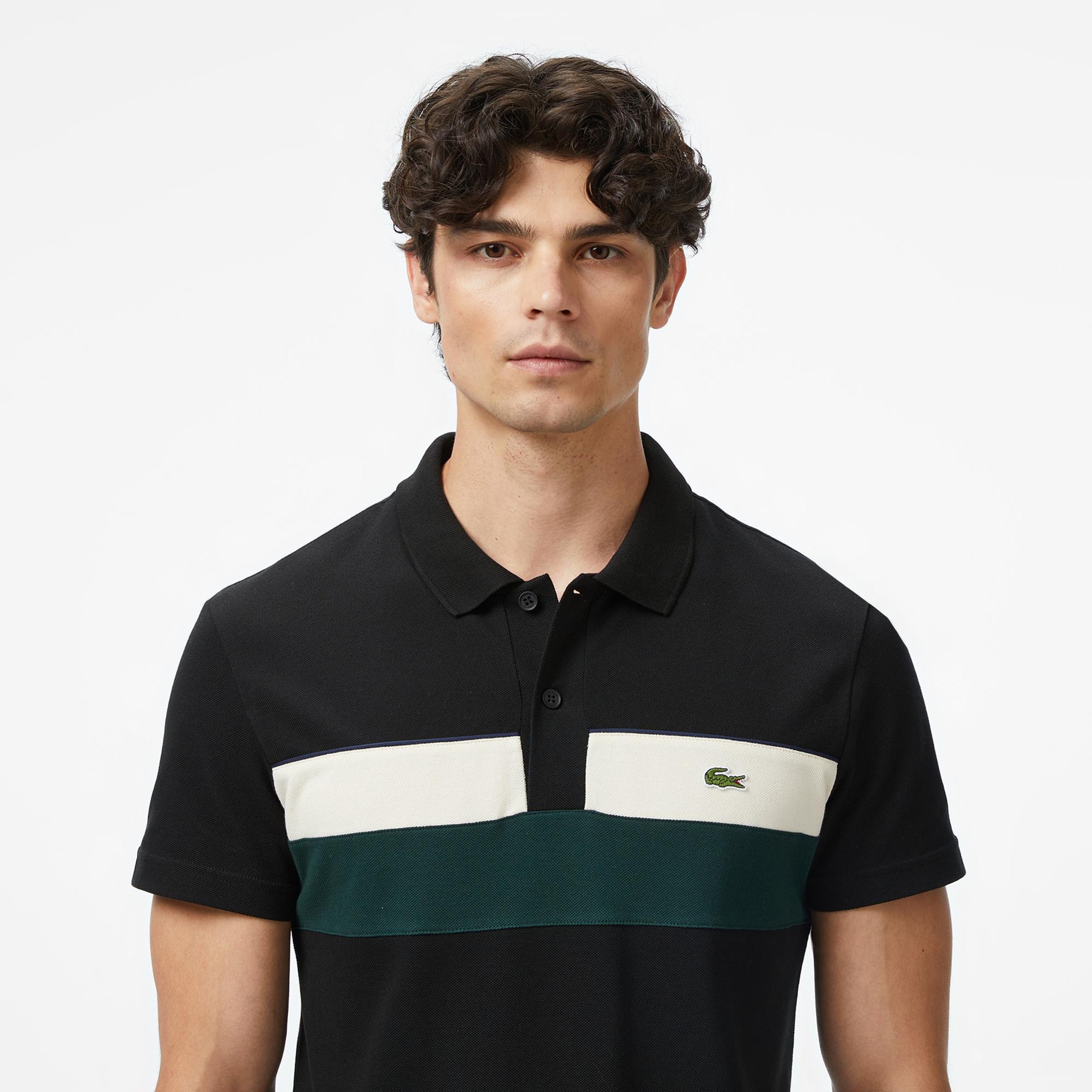 Lacoste Erkek Regular Fit Renk Bloklu Siyah Polo