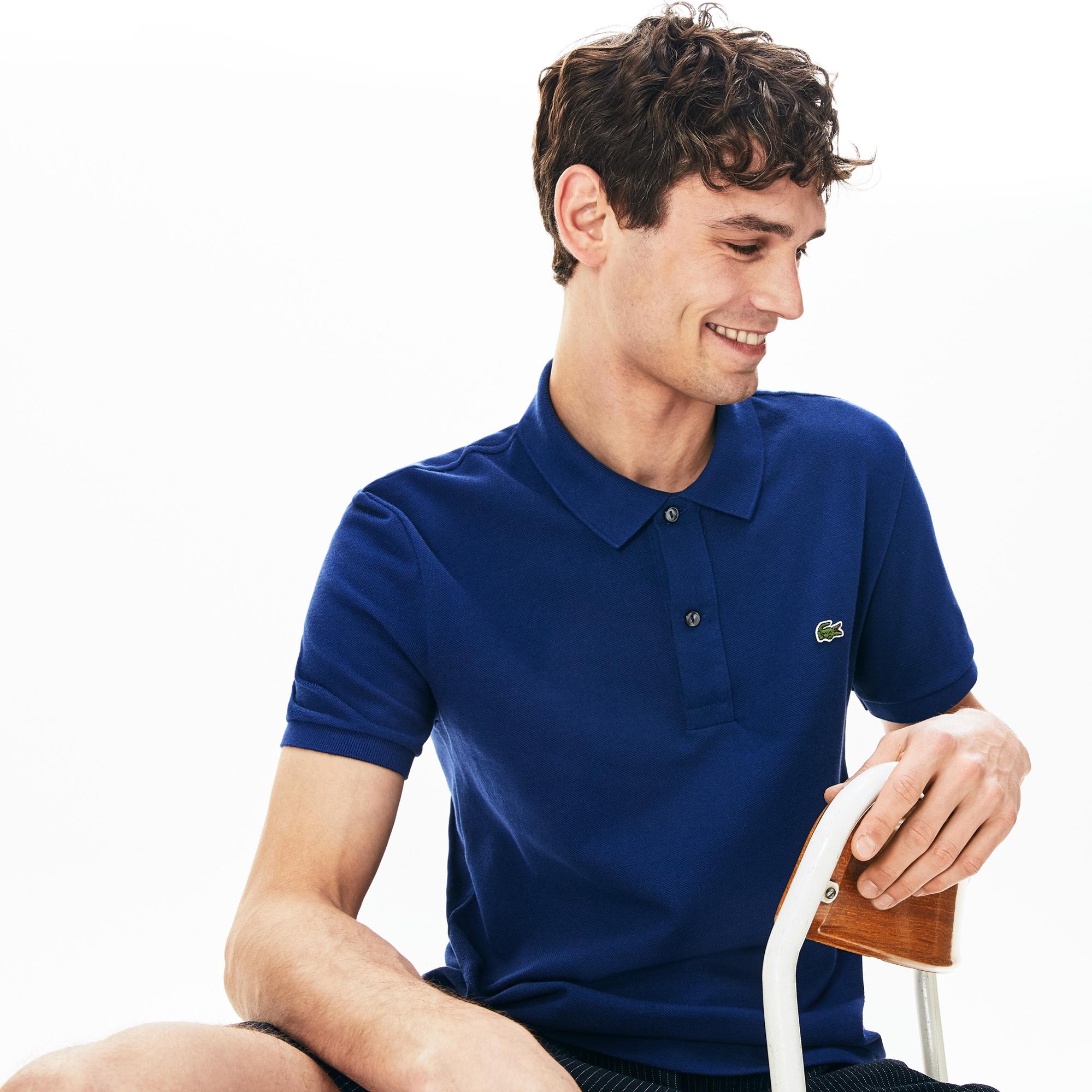 L.12.12 Erkek Slim Fit Polo Yaka Koyu Mavi Polo