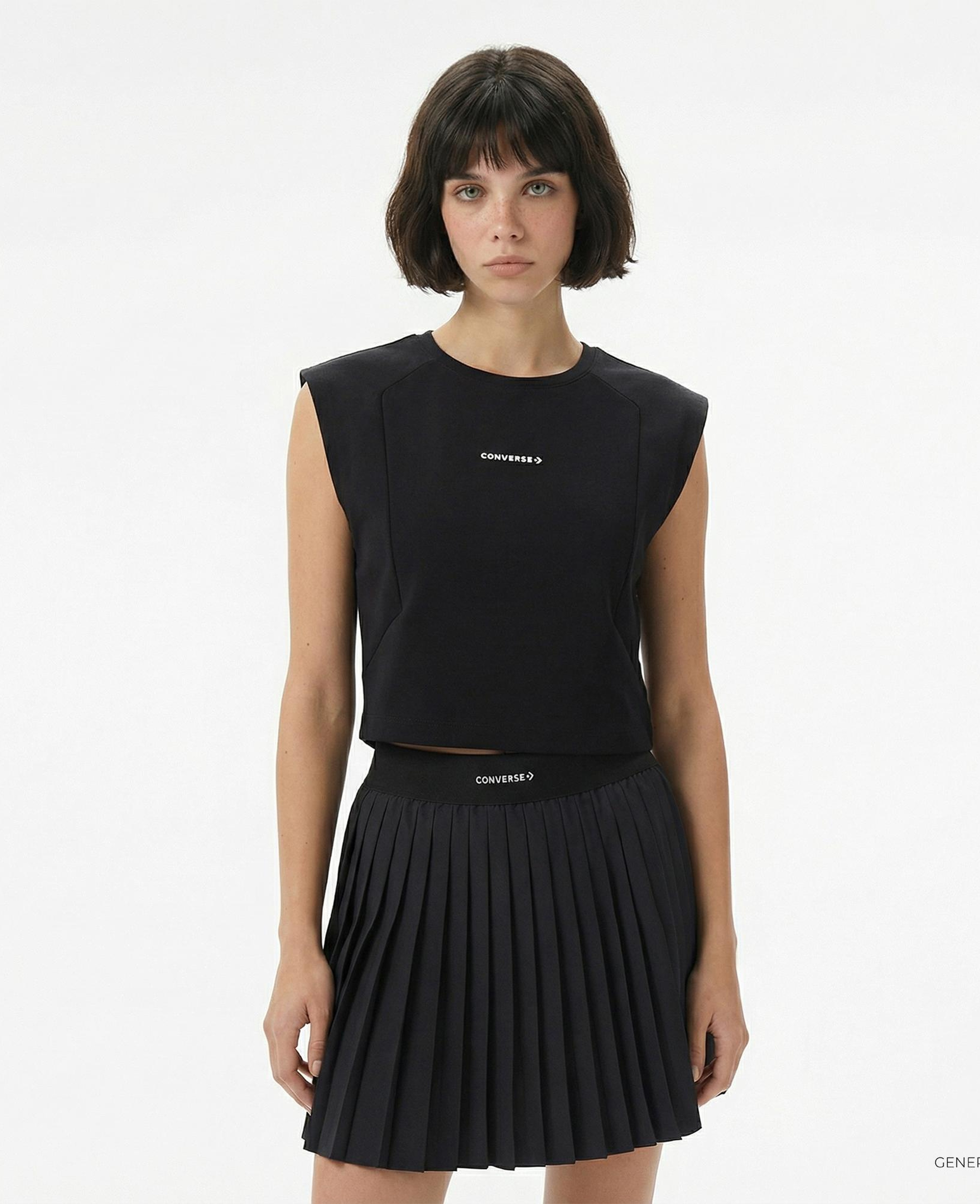 Converse Star Chevron Baskılı Kadın Siyah T-Shirt