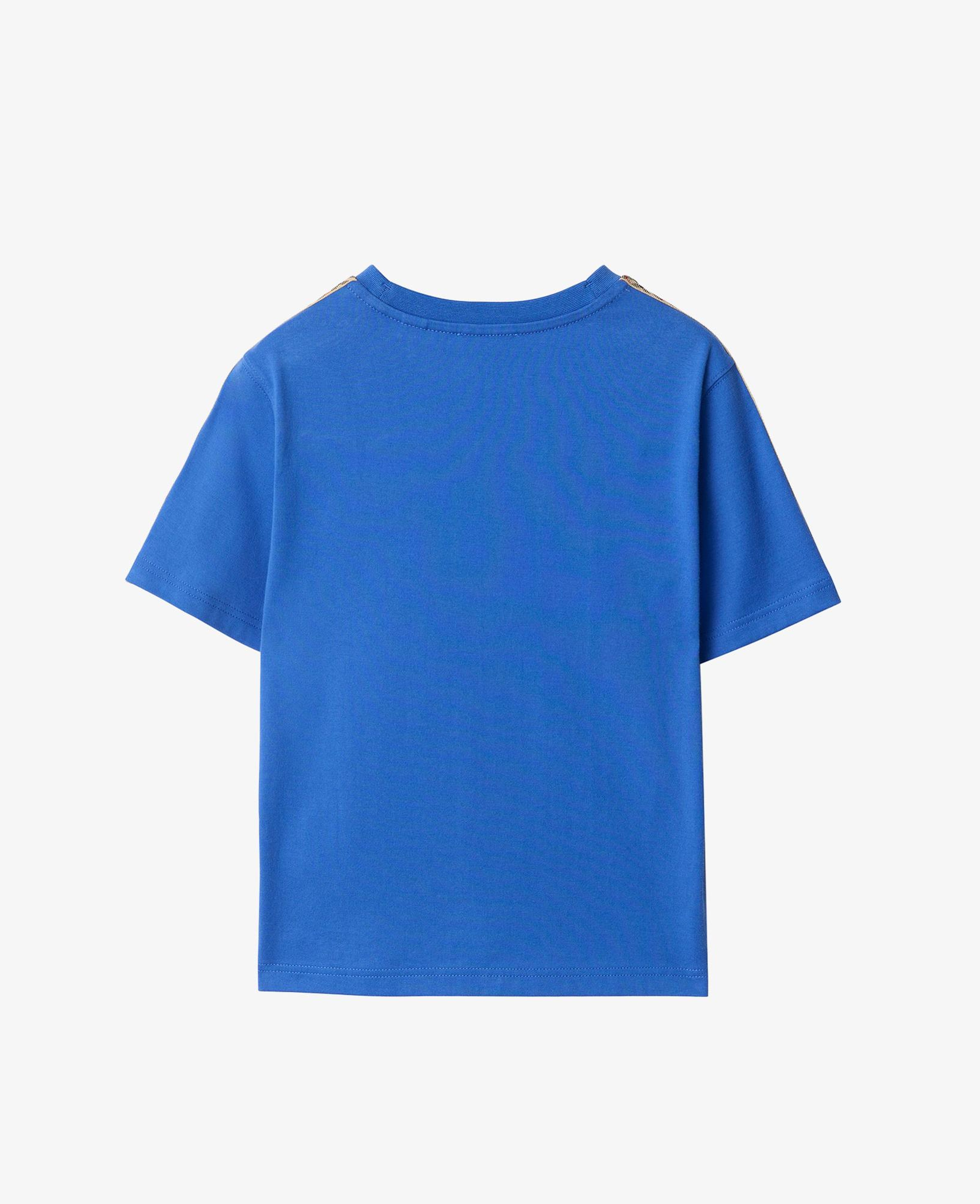 Burberry Check Trim Cotton Çocuk Mavi T-Shirt