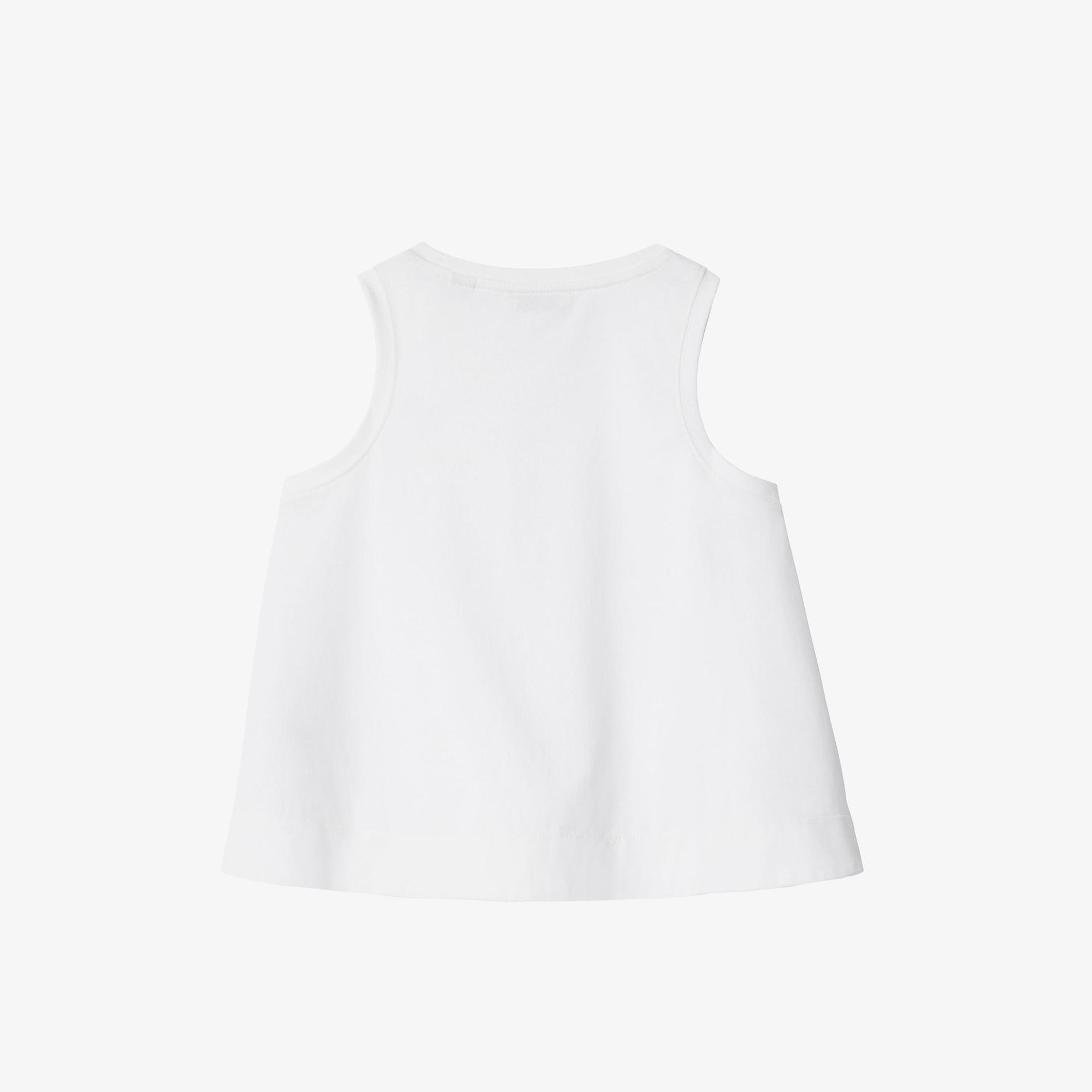 Burberry Check Trim Cotton Çocuk Beyaz T-Shirt