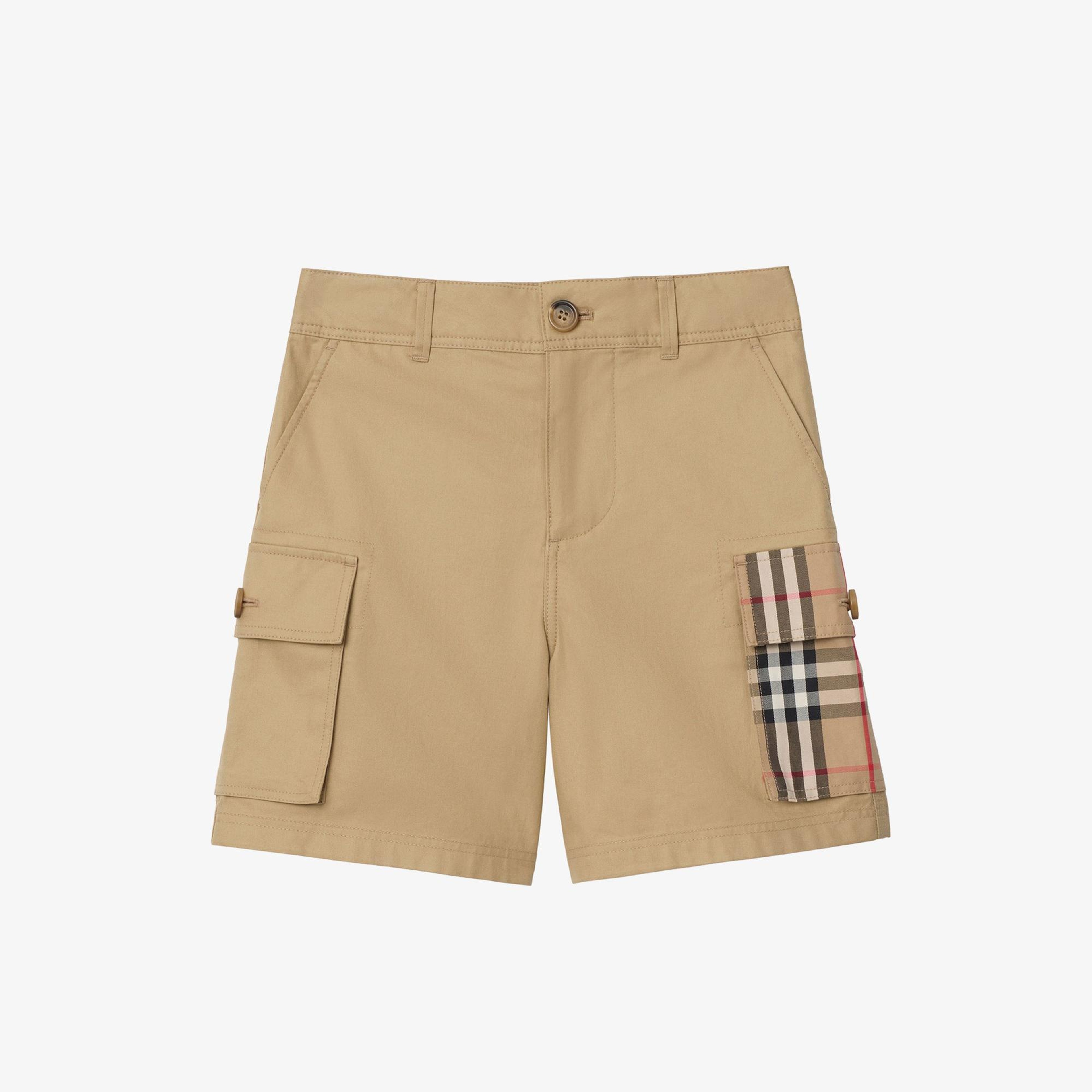 Burberry Check Trim Cotton Cargo Çocuk Bej Şort