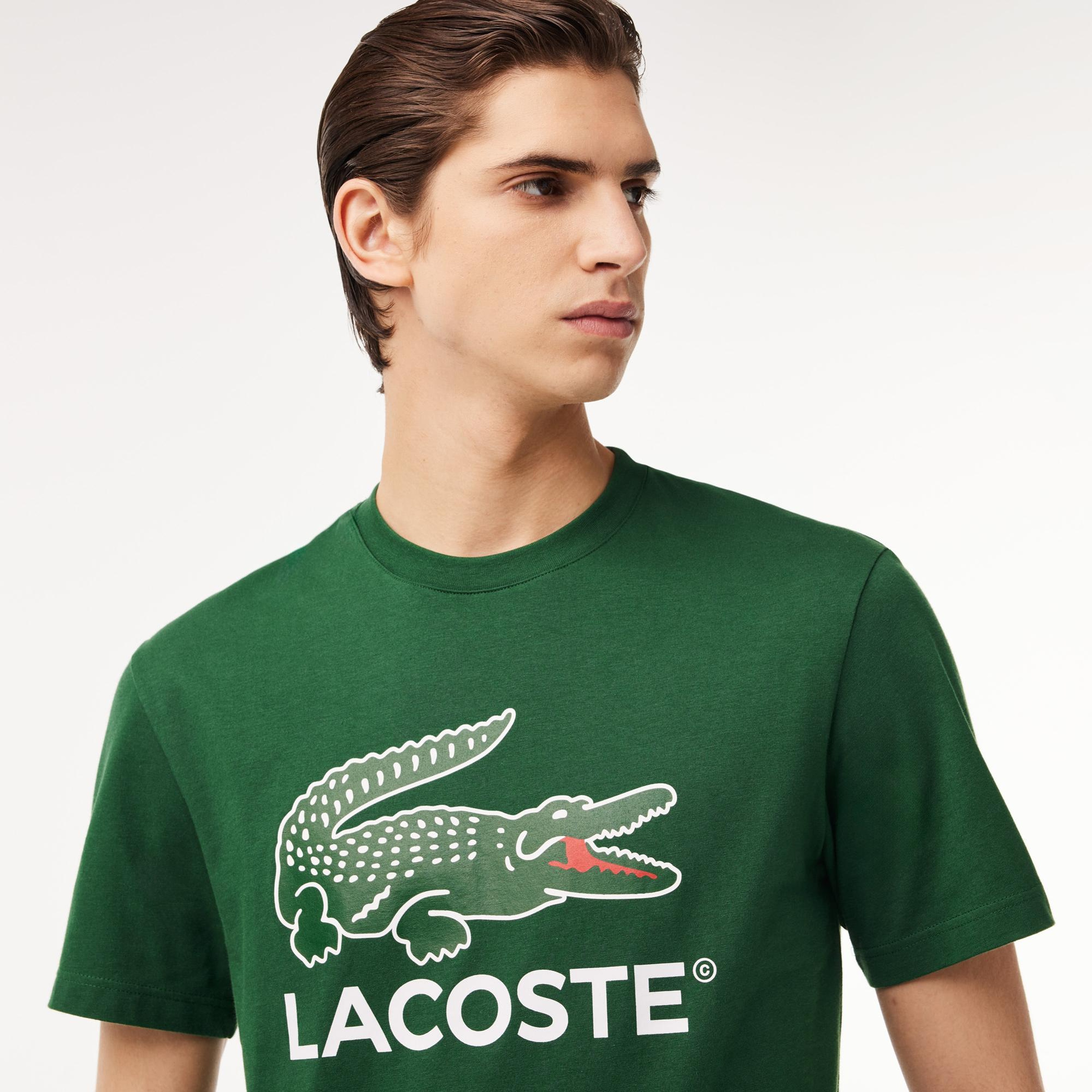 Lacoste Erkek Regular Fit Bisiklet Yaka Baskılı Yeşil T-Shirt
